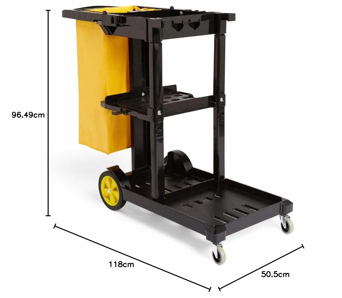 Amazon Basics Carrello per pulizia 2 Ripiani Bianco con Sacco con Zip