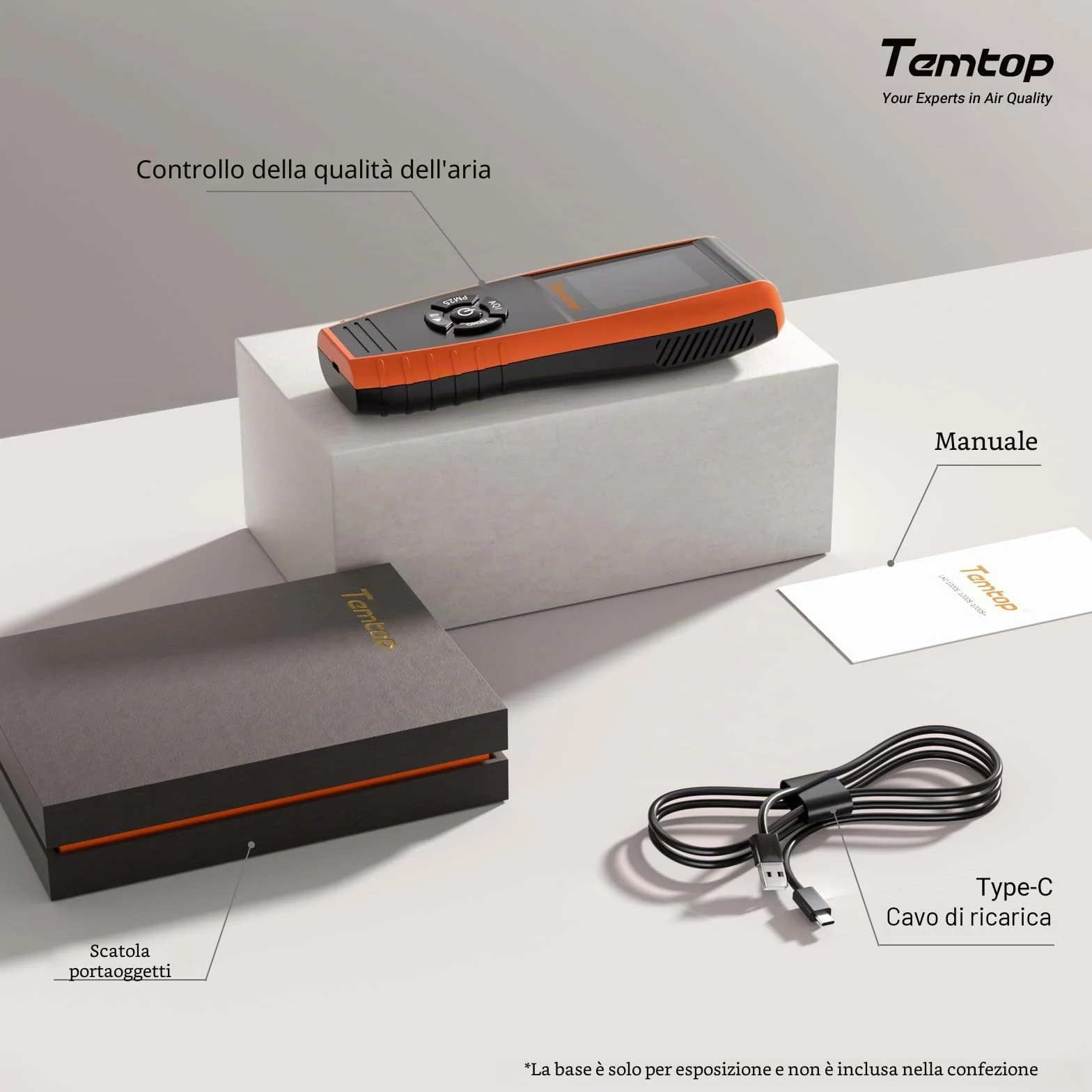 Temtop LKC-1000S+ 2ND Rilevatore di Qualità dell'Aria Monitor Formaldeide HCHO PM2.5 PM10 TVOC