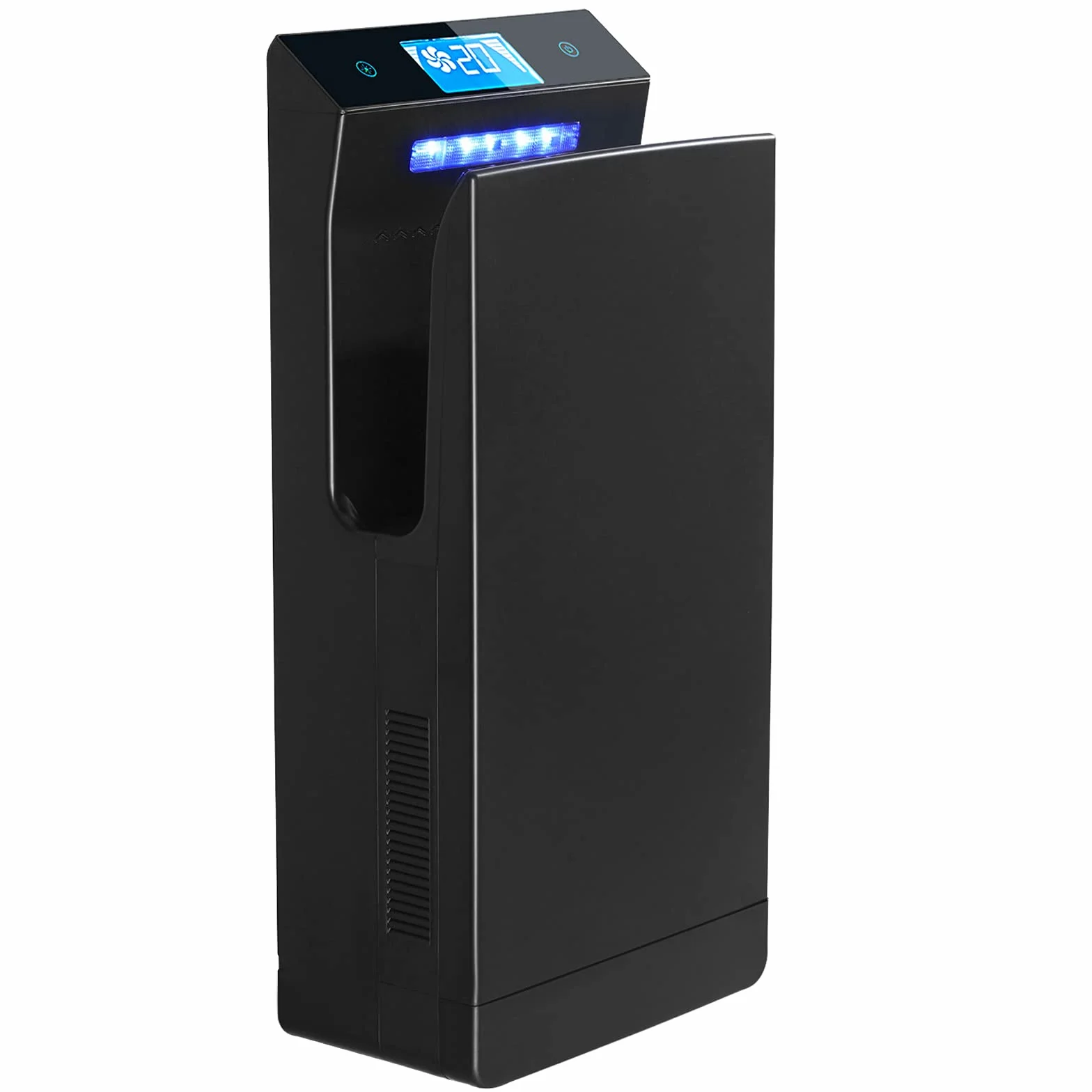 Asciugamani Elettrico 1350W con Display LCD, Luce UVC e Filtro HEPA, Ionico, Nero Opaco