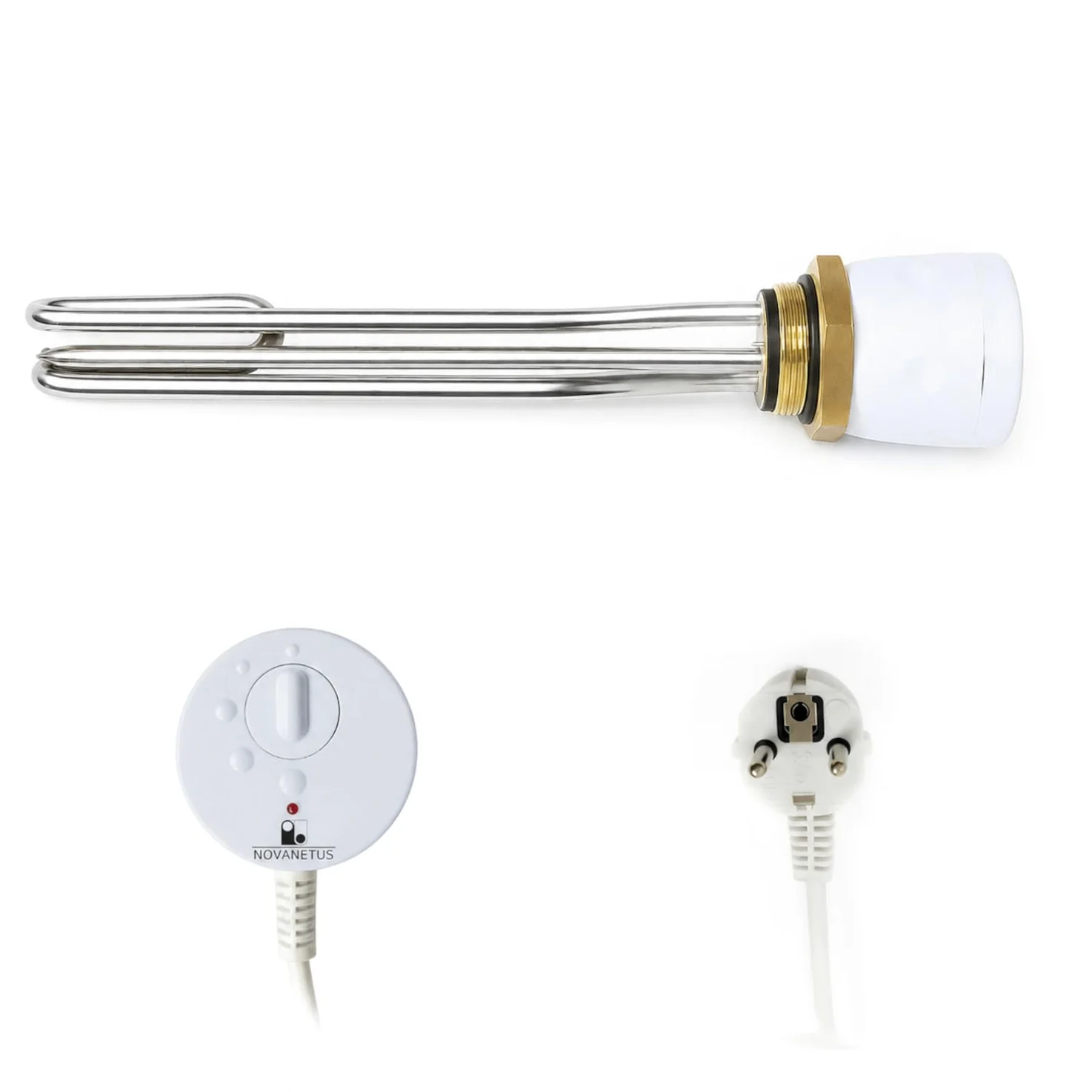 GEBN 6/4" 2kW 2000W 230V Riscaldatore ad Immersione Resistenza a Cartuccia per Caldaia Bollitore per Accumulo Acqua Calda INOX e Smaltato con Termostato