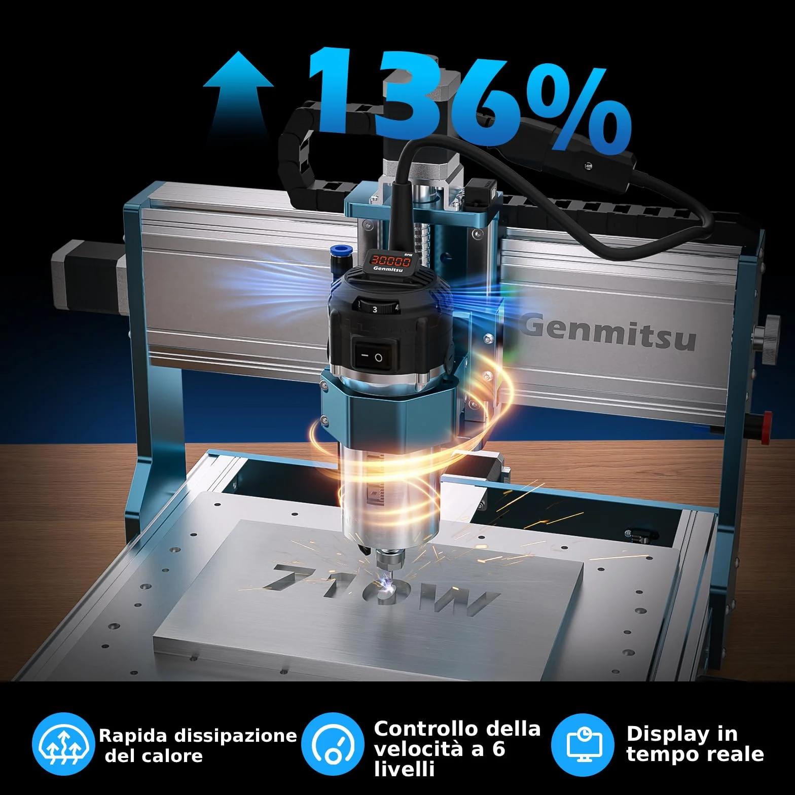 Macchina fresatrice CNC Genmitsu 3030-PROVer Ultra per metallo, incisore CNC interamente in metallo con potente mandrino da 710 W, doppie guide lineari e viti a ricircolo di sfere