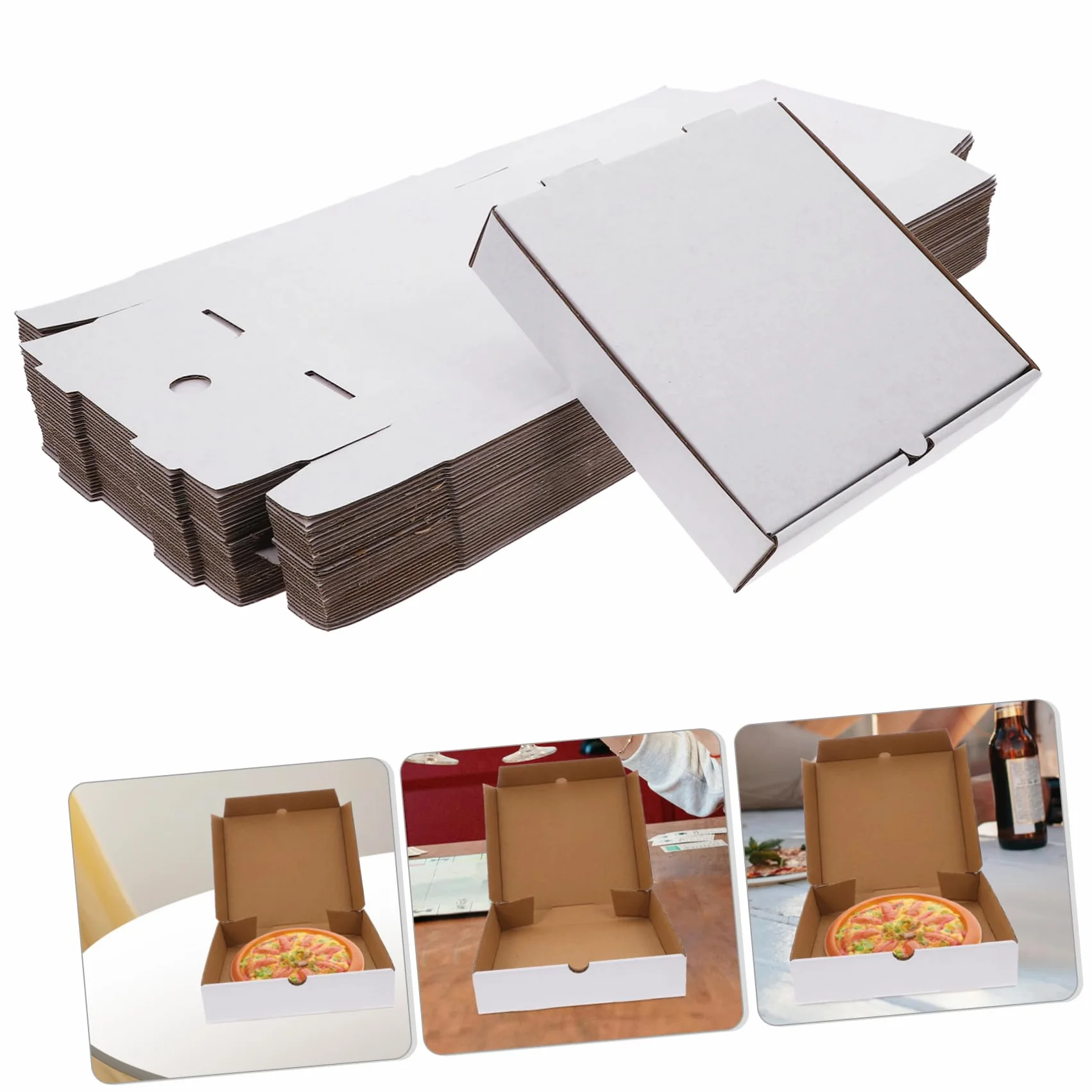 Gatuida Kraft Bianca Pizza Carta Riciclabile 30 Pezzi Imballaggi Asporto Cibo