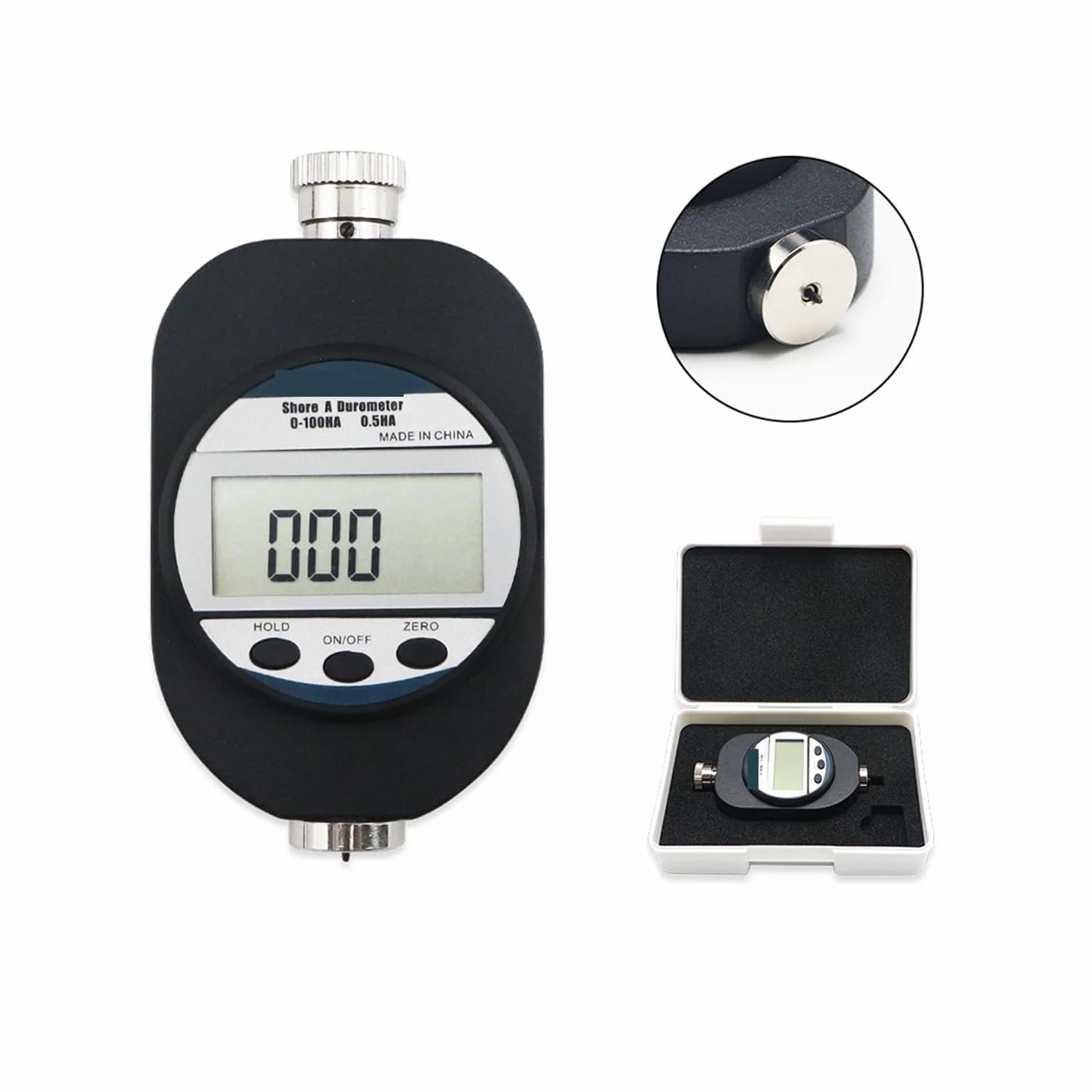 Durometro Digitale Shore A 0~100HA Gomma Plastica Misuratore di Durezza Display LCD