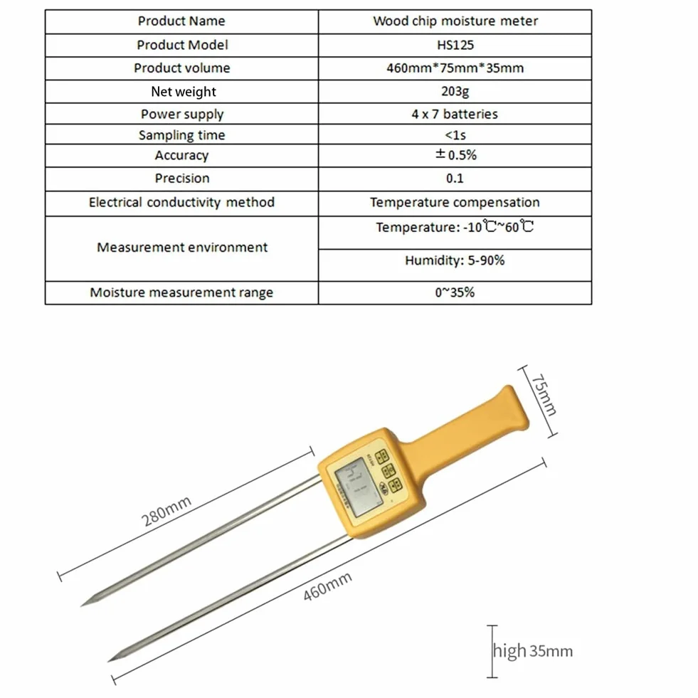 Analizzatore della segatura del legno HS125 Tester portatile
