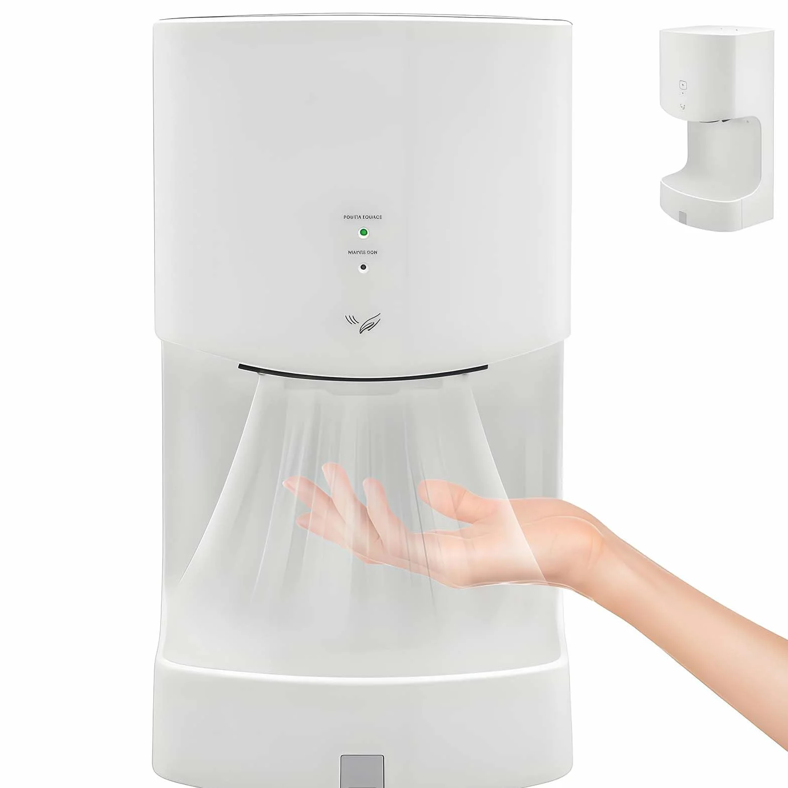 Asciugamani Elettrico Commerciale 1250 W, Induzione Automatico Parete, Vento Caldo Freddo, con Vaschetta Raccogli-Gocce