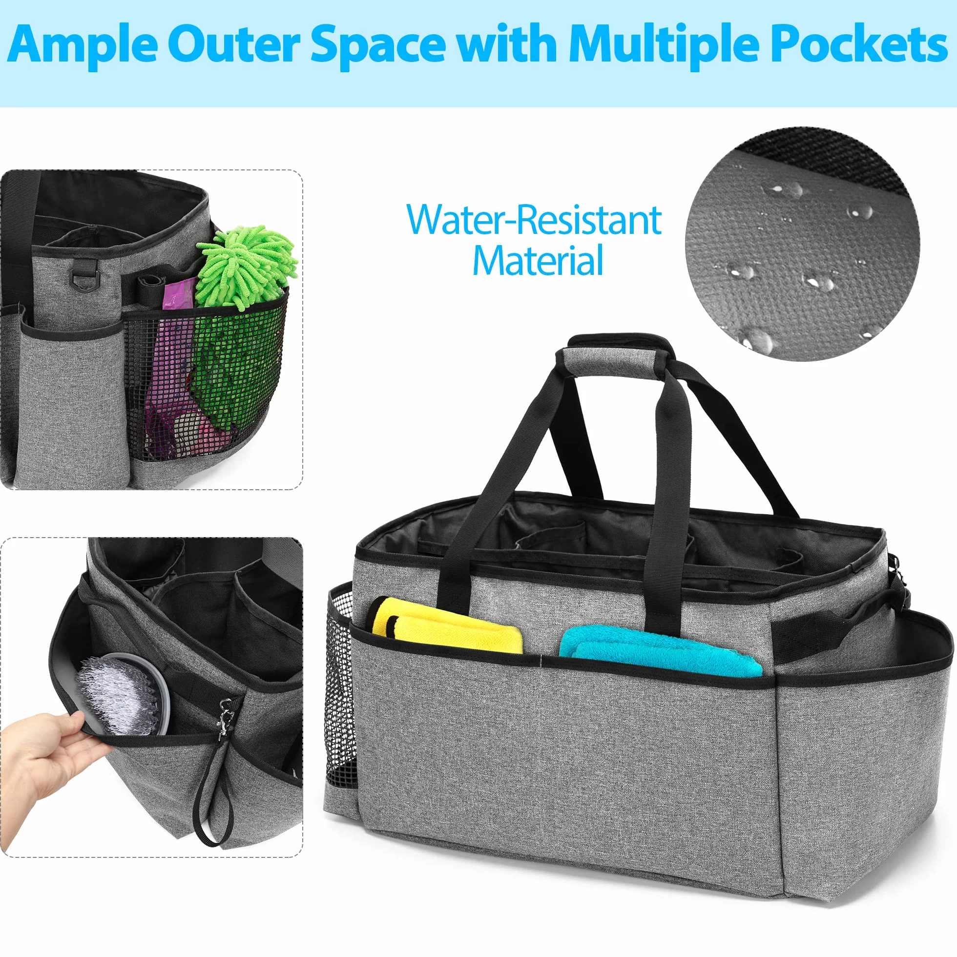 HODRANT Organizer per Caddy per La Pulizia Extra-large con Pad Robusto e Maniglie, Borsa Grigia