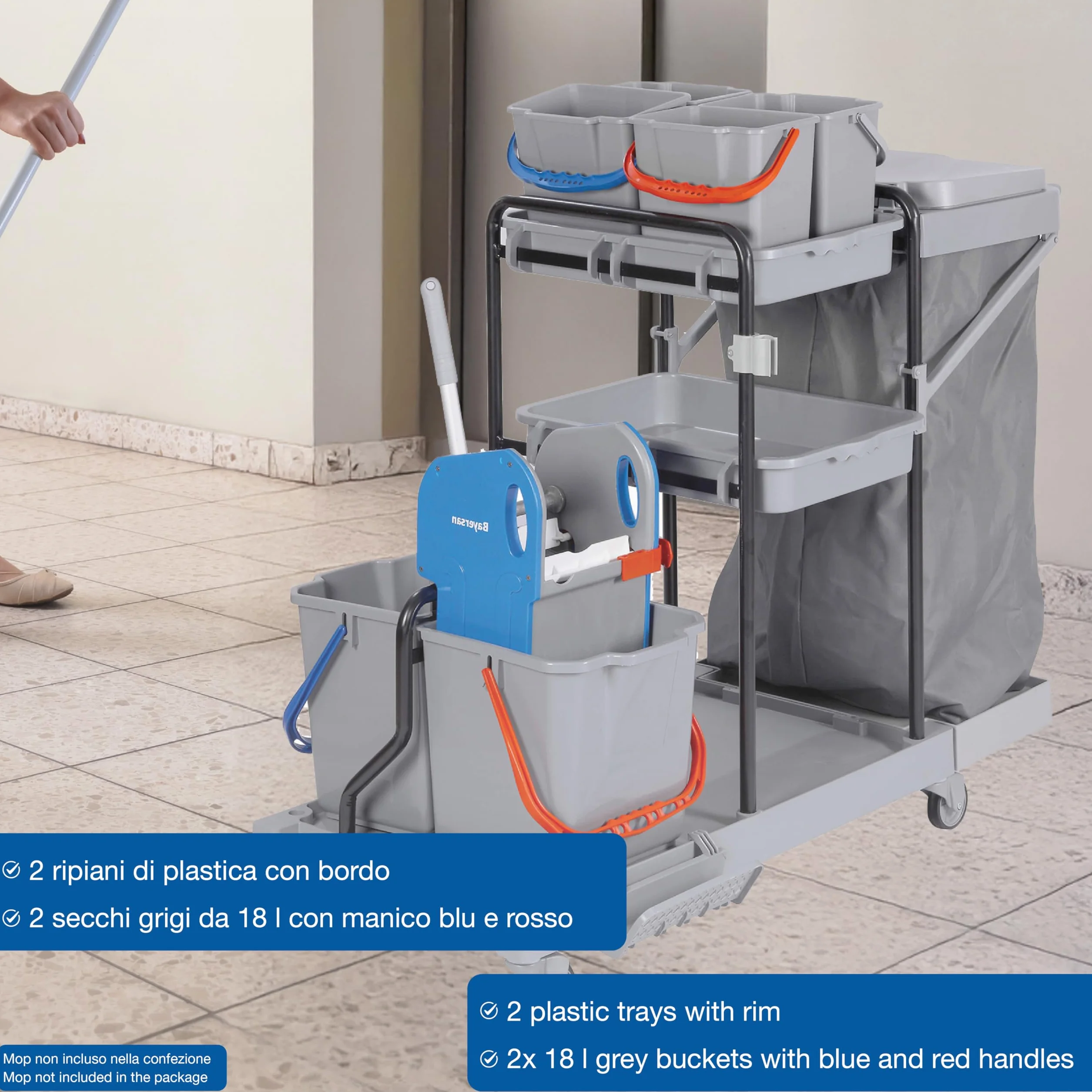 GIMA Carrello per pulizie multifunzionale