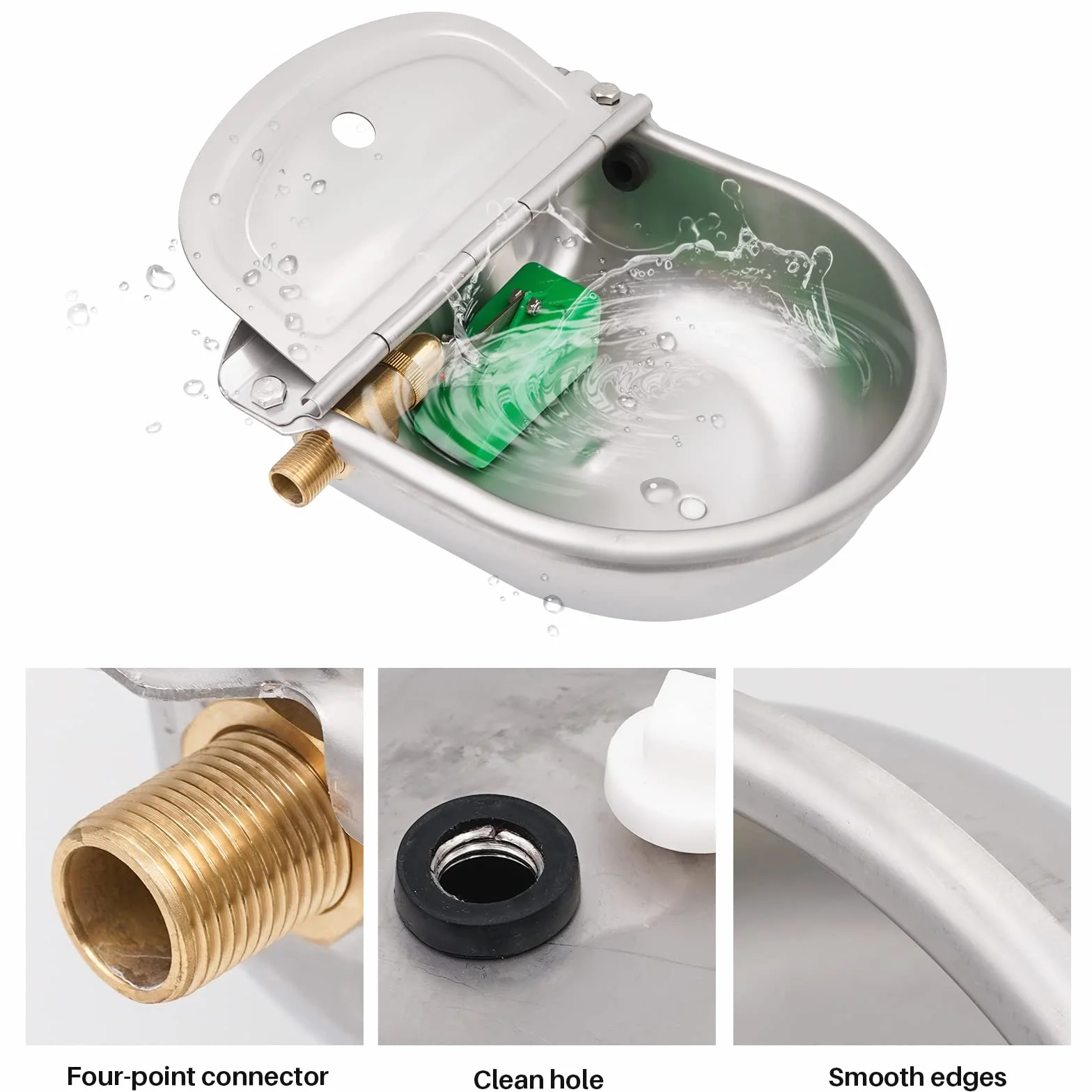 Abbeveratoio Automatico per Cani in Acciaio Inox, Abbeveratoio per Bestiame,con 2 Valvole a Galleggiante Regolabili in Rame per Cavalli,Cani,Bovini,Pecore,Maiali,Alpaca,Mucche da Latte