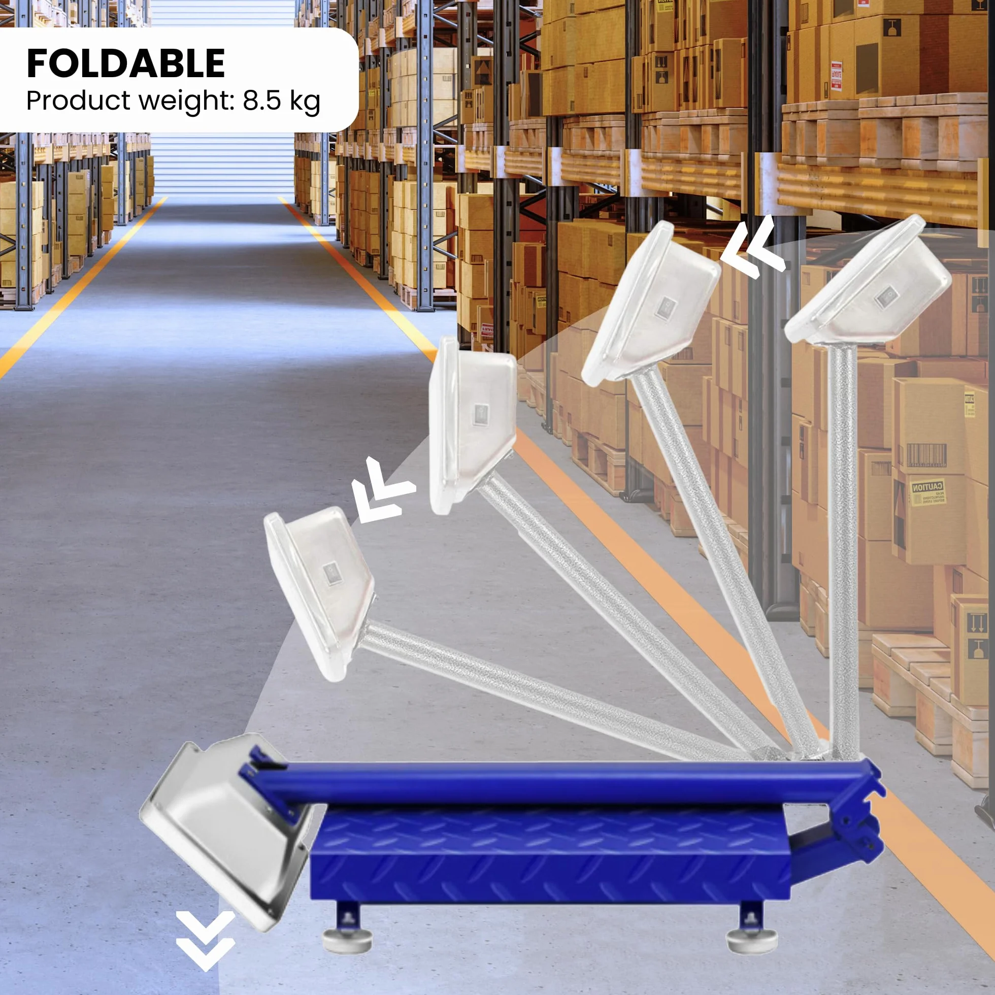 Bilancia a Piattaforma Industriale 300kg Digitale Pieghevole Display LCD Acciaio Professionale