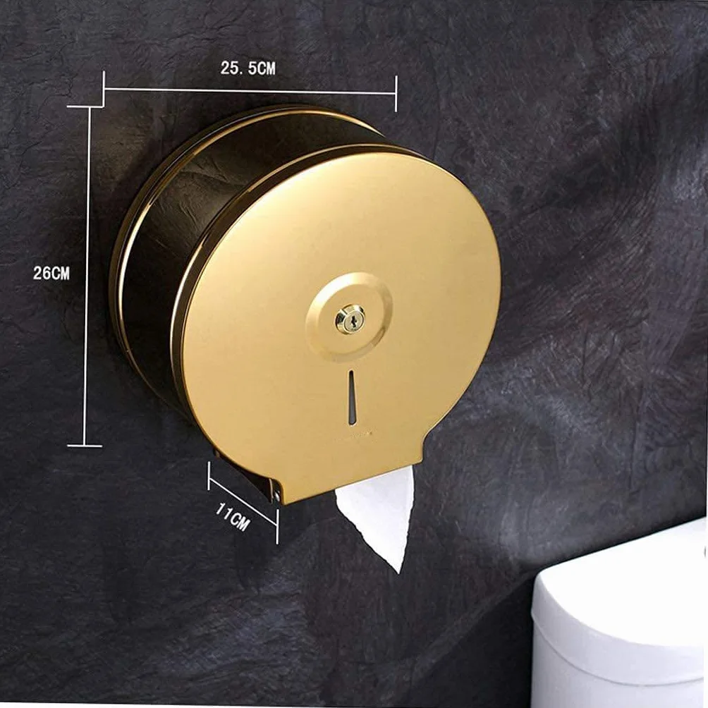 Distributore di Carta igienica Commerciale a Parete montata in Oro lecato per Bagno