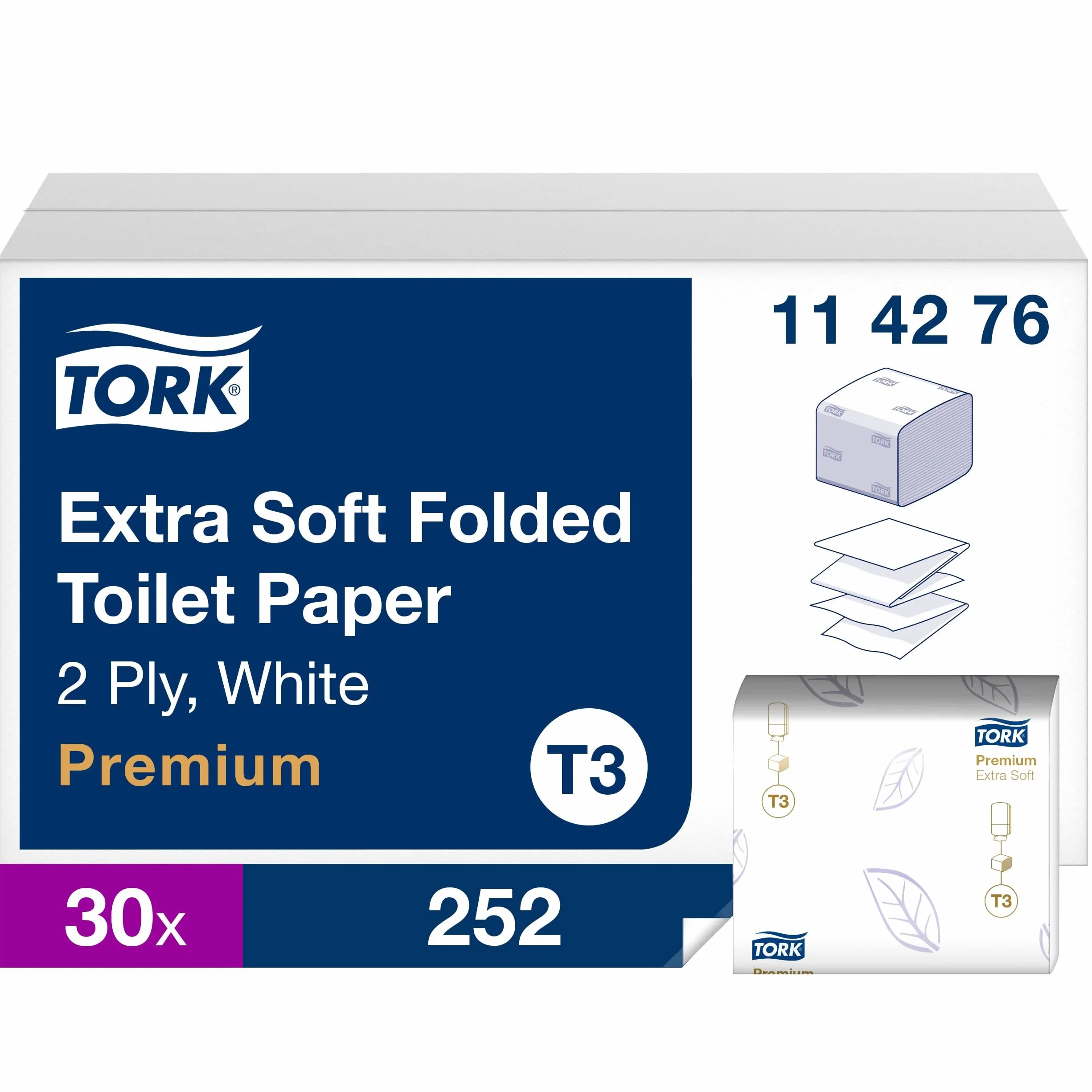 Tork 114276 Carta Igienica Intercalata Extra Soft Premium 2 veli 30 conf x 252 (7560 fogli) bianco