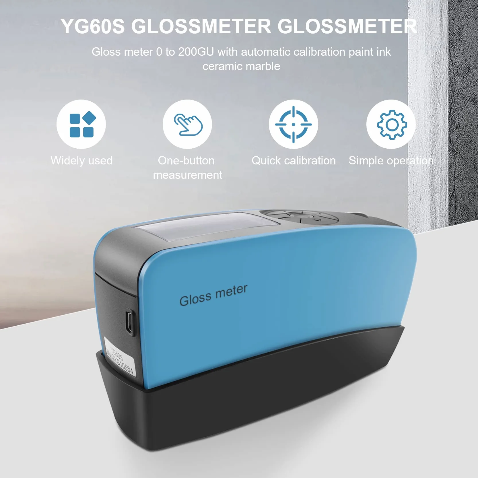 Glossmetro YG60S a 60 Gradi 0-200GU Calibrazione Automatica per Vernici Inchiostro Ceramico Marmo