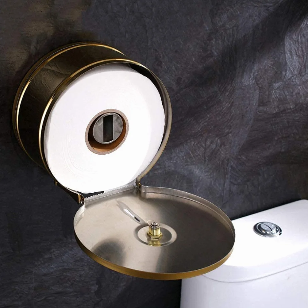 Distributore di Carta igienica Commerciale a Parete montata in Oro lecato per Bagno