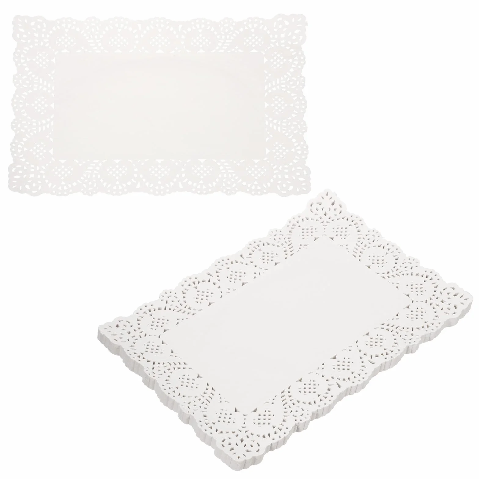 QUARKZMAN 300 pz Pizzi di Carta 15.8 x 11.8 Pollici Bianchi Rettangolari Sottopiatto Decorativi Usa e Getta Fiori Traforati Carta Assorbente per Torte Dessert