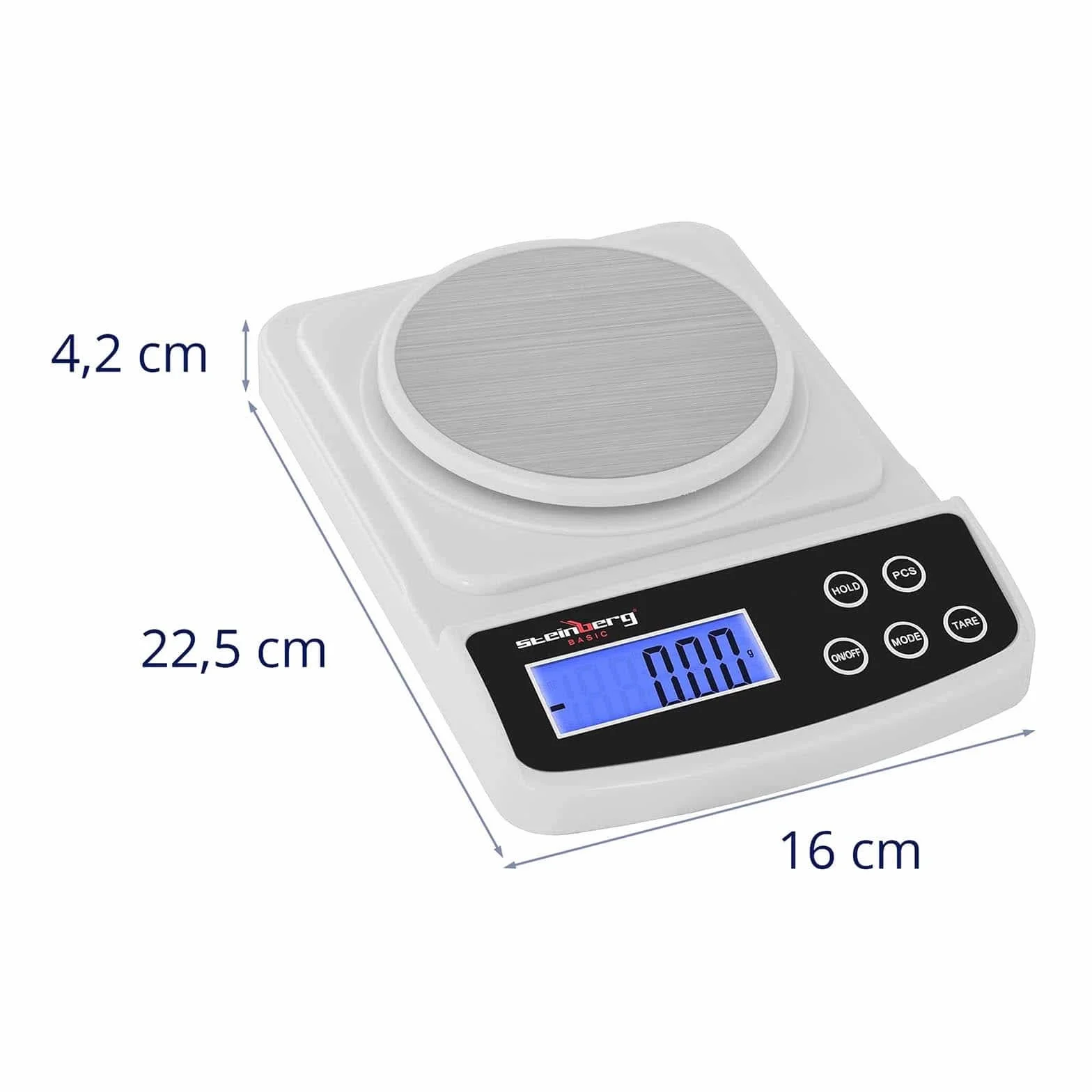 Steinberg Systems SBS-LW-500/10 WS Bilancia Di Precisione Digitale (500 g / 0,01 g, Display LCD, 5 Unitá di Misura, Scala Professionale, Ideale Per Cucina e Laboratorio)