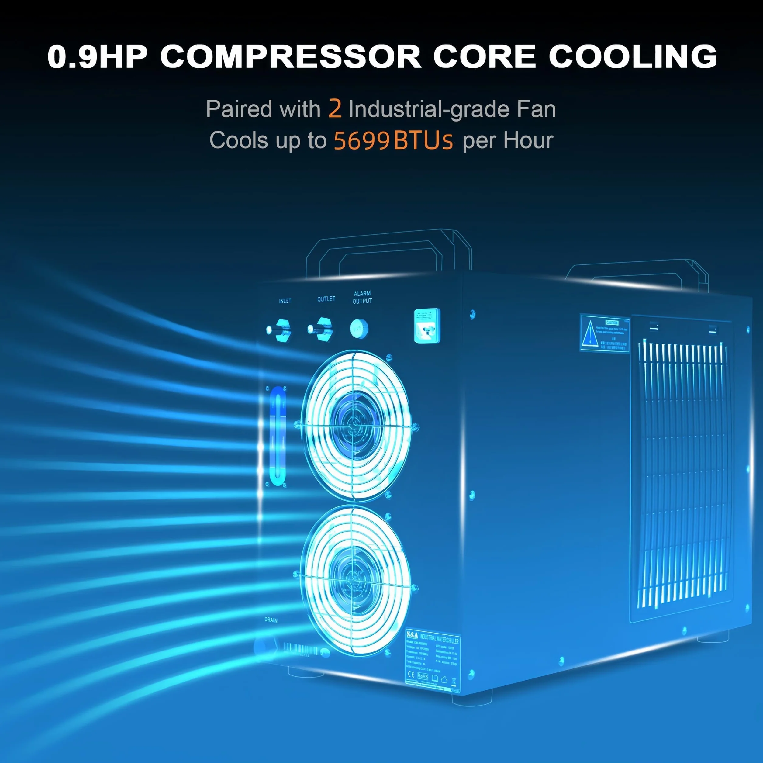 S&A CW-5200TH Industrial Water Chiller 7L CO2 Laser Cooling 80W-150W