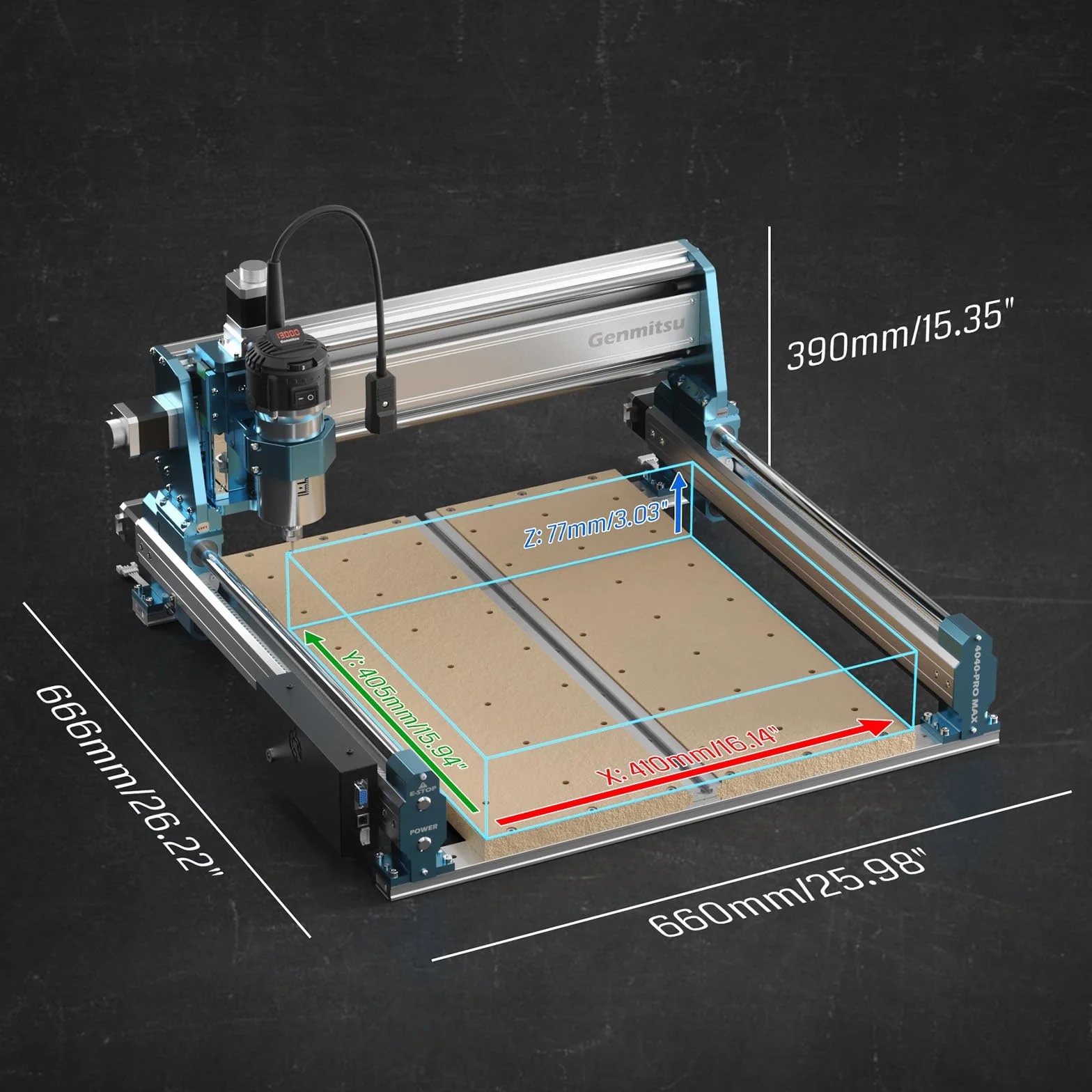 SainSmart Genmitsu 4040-PRO MAX Router CNC, Trimmer 710W e Azionato da Guida Lineare, Area di Lavoro 410 x 405 x 77mm, per Taglio e Fresatura di Legno Metallo Acrilico, Controllo GRBL