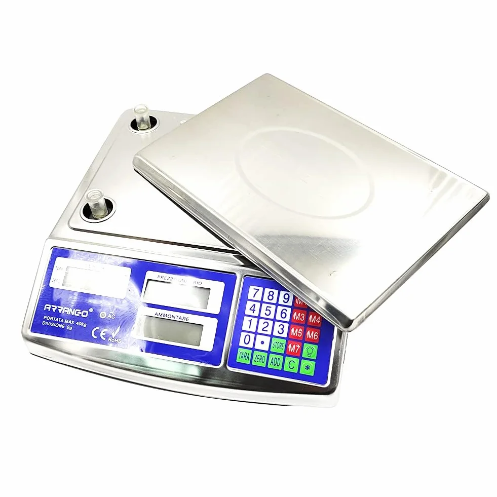 BILANCIA ELETTRONICA PROFESSIONALE DA BANCO IN ACCIAIO INOX DIGITALE 40 KG 2GR