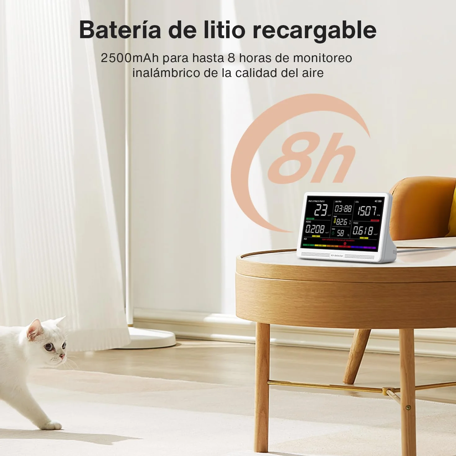 Monitor Qualità dell'Aria Indoor 16-in-1 bonoch Display 7" CO2 TVOC PM2.5 PM1.0 PM10 HCHO Temperatura Umidità AQI