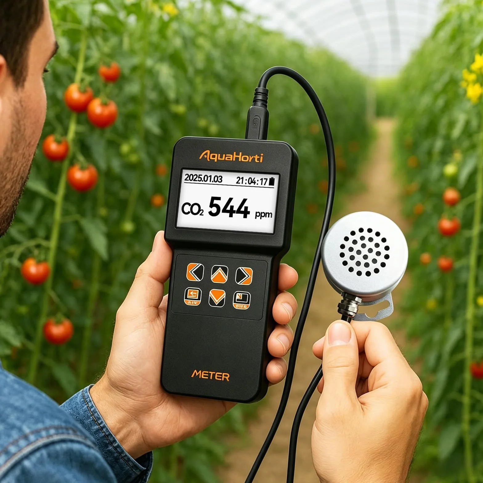 Misuratore PAR AH-200 con sensori di CO₂, temperatura e umidità - Registrazione USB per serre e coltivazione