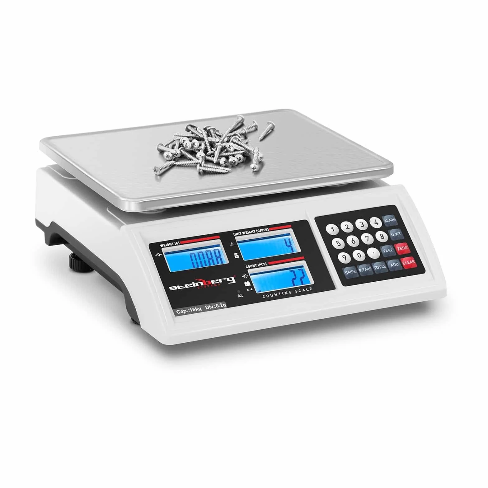 Steinberg Systems Bilancia Contapezzi Bilancia di Precisione SBS-ZW-1502 (15 kg / 0,2 g, Batteria 80 h, Plastica ABS, Acciaio Inox)