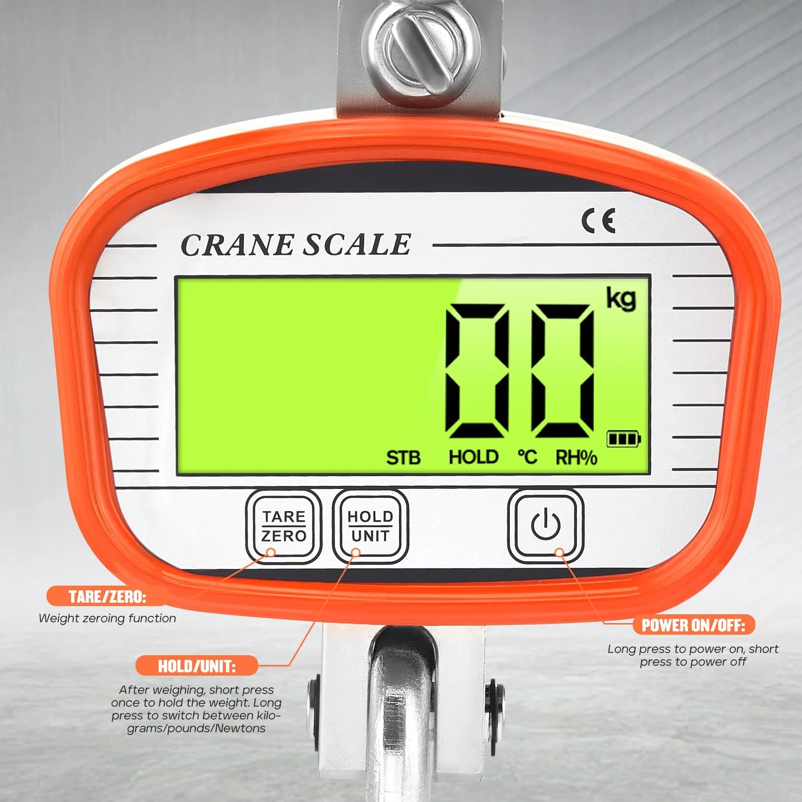 Bilancia sospesa 2000kg/4400lbs con telecomando elettronica per gru digitale LCD arancione