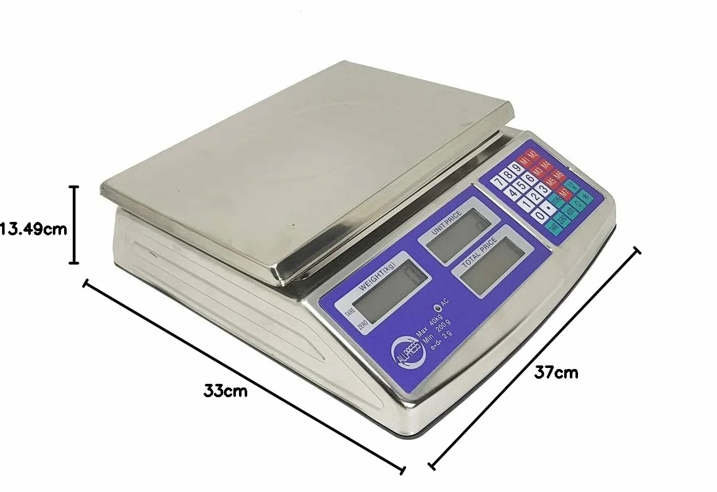 Bilancia Elettronica Professionale da Banco in Acciaio Inox Digitale 40 kg 2 g