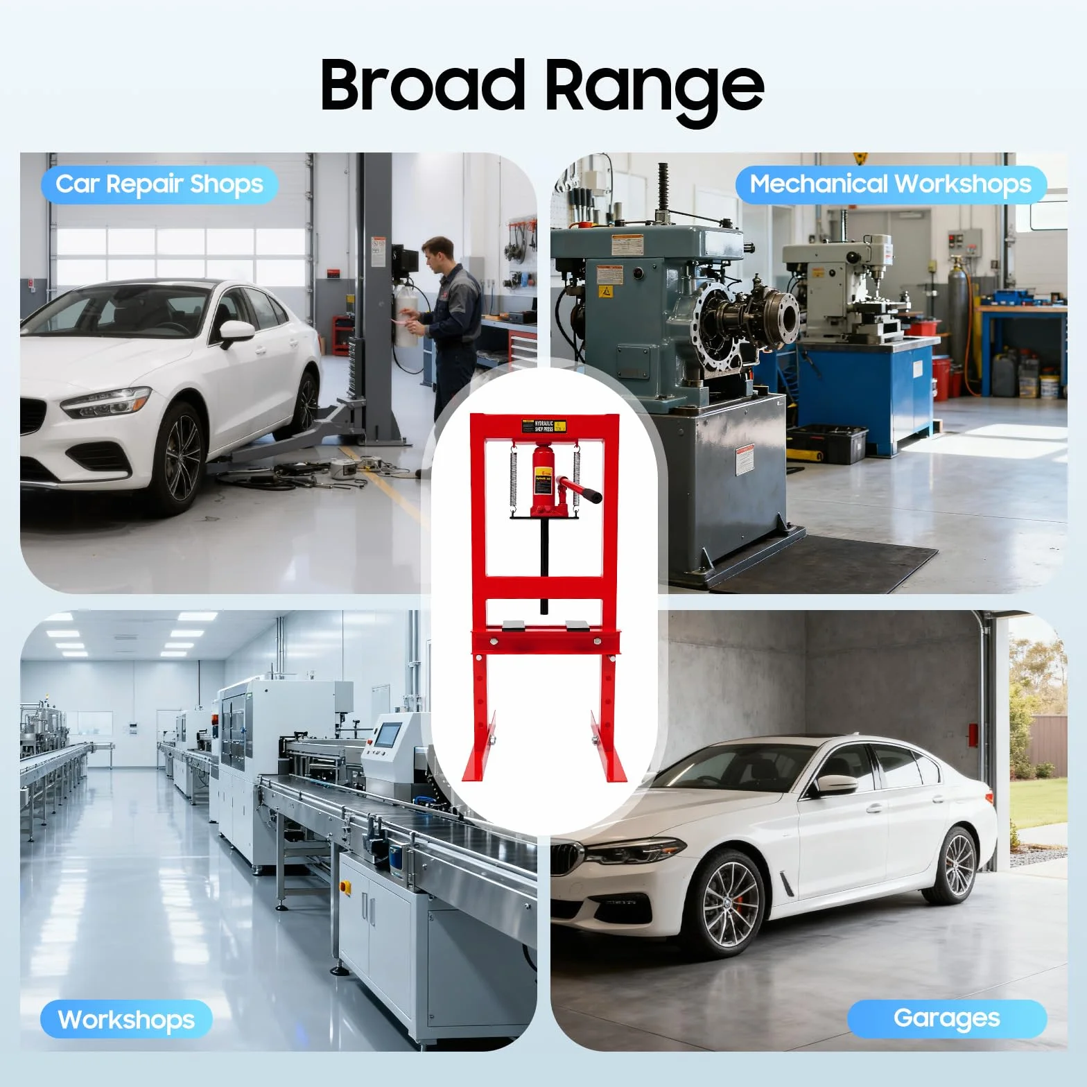 Pressa idraulica 6T a telaio manuale per officina auto