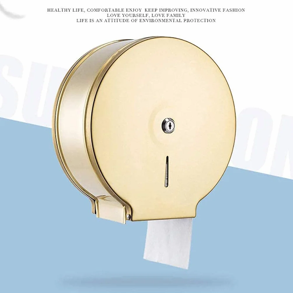 Distributore di Carta igienica Commerciale a Parete montata in Oro lecato per Bagno