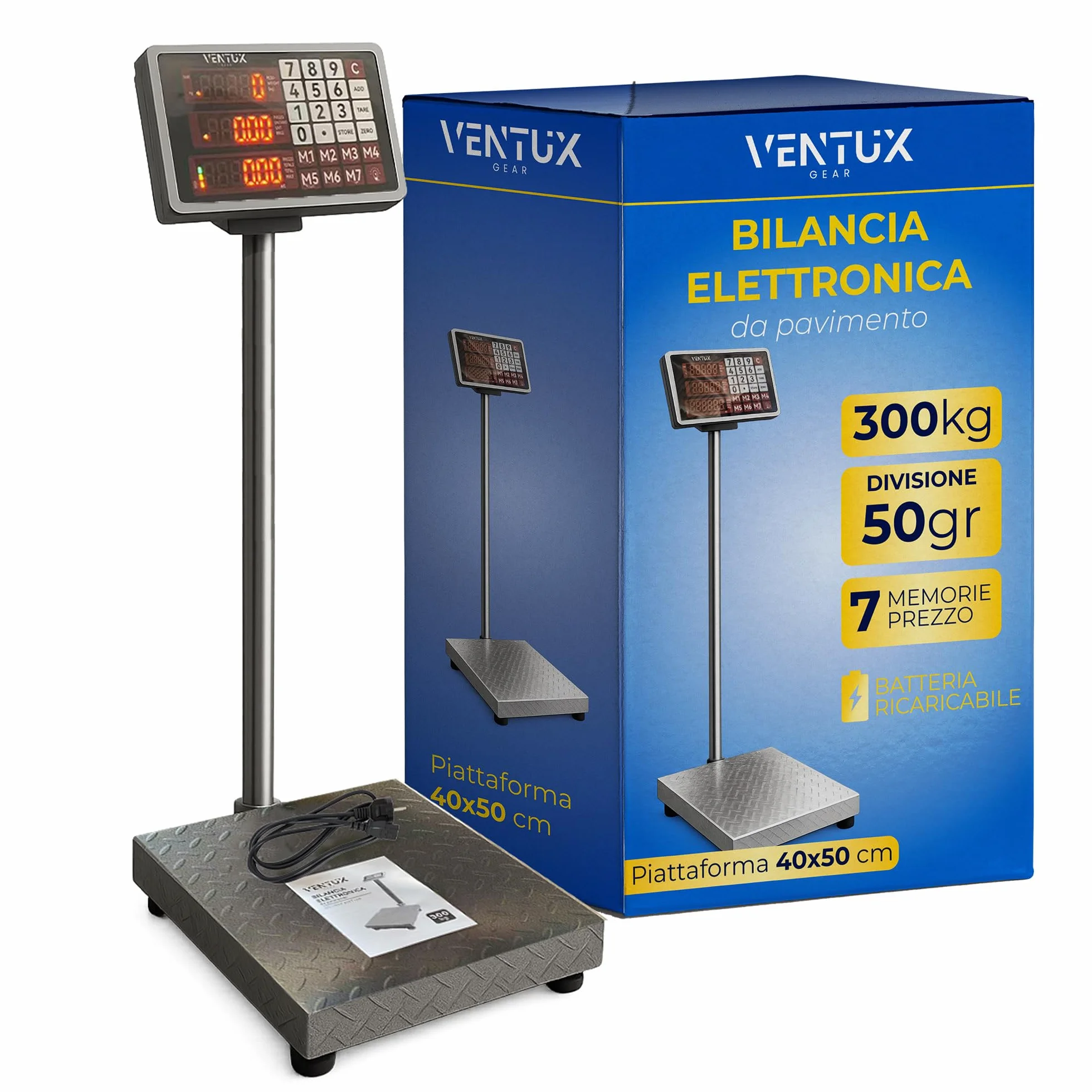 Bilancia Elettronica da Pavimento 300 kg LCD 50g Memoria 7 prezzi