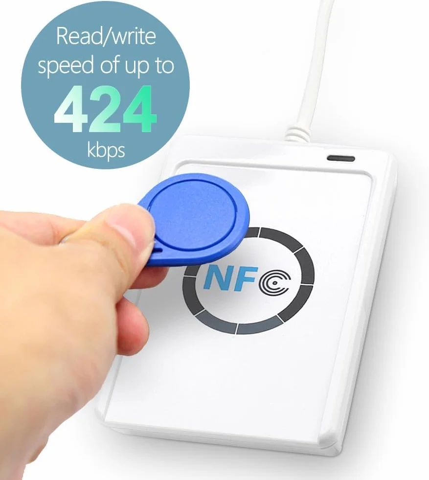 DEWIN Lettore NFC, ACR122U NFC Writer Lettore e Scrittore NFC Lettore Cie NFC RFID ACR122U ISO 14443A/b Software Gratuito in Bianco NFC Card Lettore Cie USB