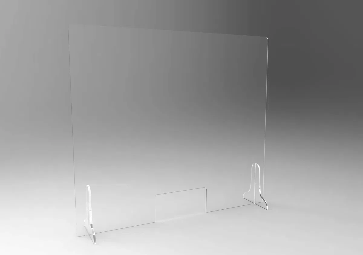 Astroplastic Parafiato Parasputi Paravento Pannello protezione con feritoia, SU MISURA - Barriera in plexiglass 4mm Trasparente (Cm Altezza 90 x Larghezza 70)