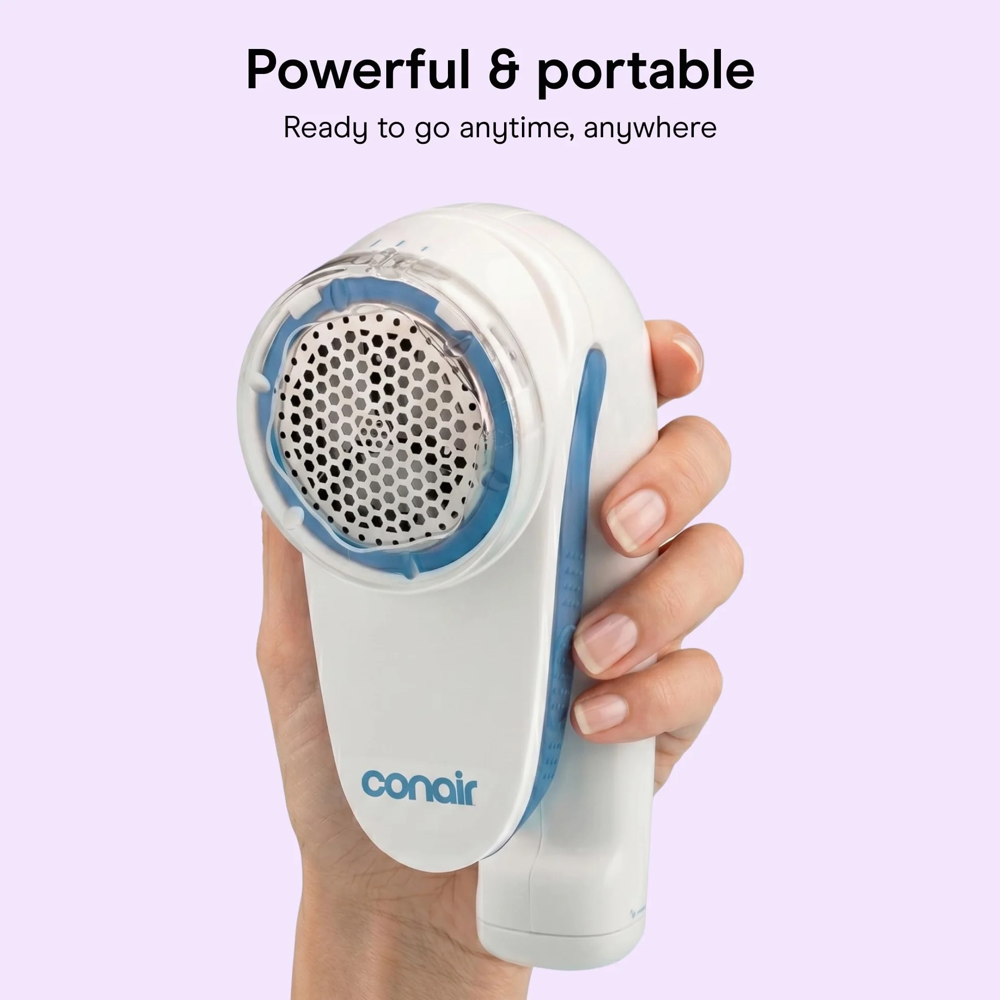 Conair CLS1XE Rimuovi Pelucchi a Batteria per Abiti e Tessuti, Testa Grande, Bianco/Blu