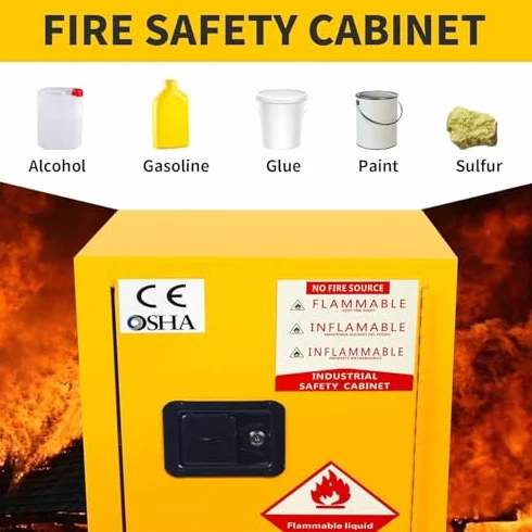 Gabinetto di stoccaggio pericoloso, Gabinetto di sicurezza chimica per liquidi infiammabili, resistente al fuoco con ripiani regolabili, grado industriale e di laboratorio