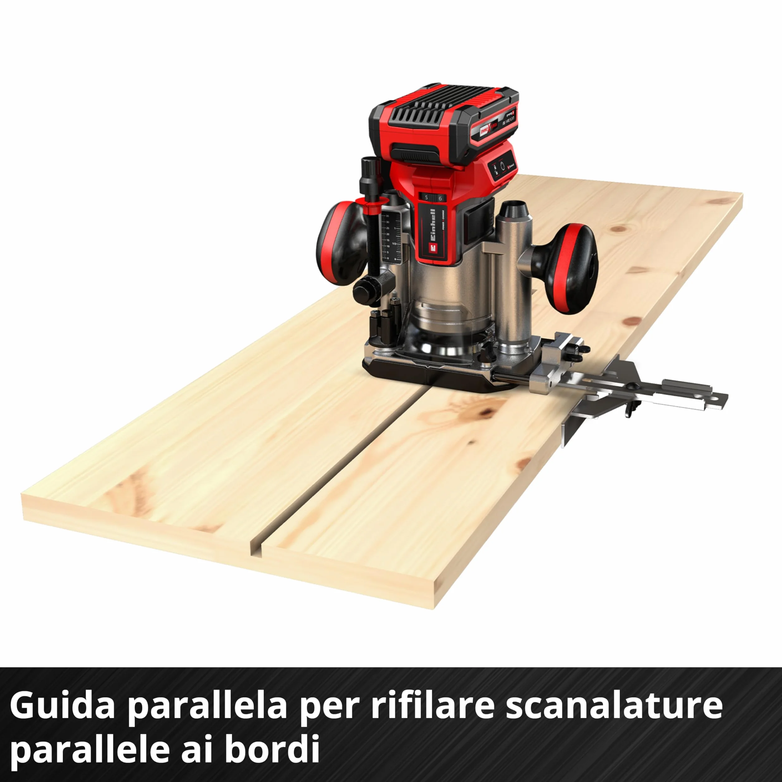 Einhell Professional Fresatrice verticale a batteria TP-RO 18 Li BL-Solo Power X-Change (18 V, alt. di sollev. 35 mm, motore Brushless, incl. guida parallela, senza batteria e caricabatteria)