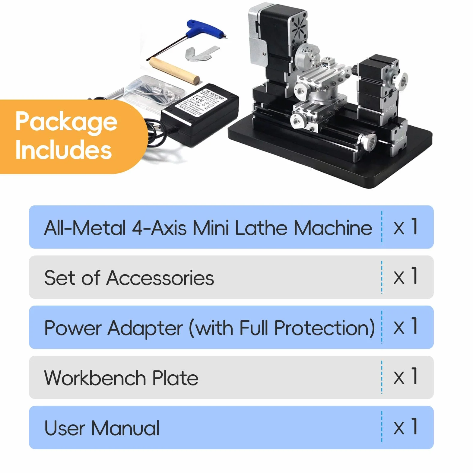 Alta Potenza 60W Potente Mini Metallo Fai Da Te 4-asse Tornio Rotante Mini Tornio Utensili con Base 12000 RPM per Legno Metalli Morbidi Plexiglass Plastica