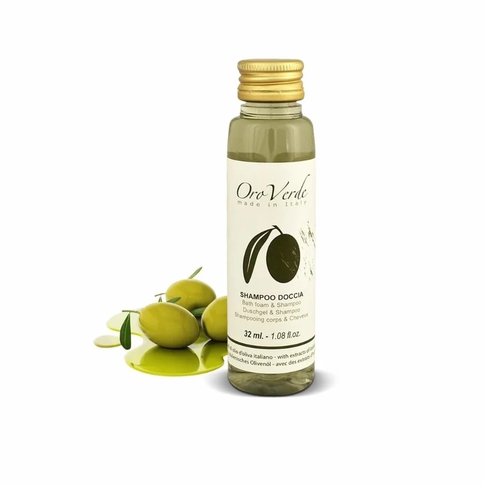 Linea cortesia Oro Verde Kit Cortesia per Hotel e B&B con olio d’oliva biologico italiano. Shampoo Doccia 2in1 monodose, igiene intima, saponetta e sali da bagno (100 Shampoo Doccia)