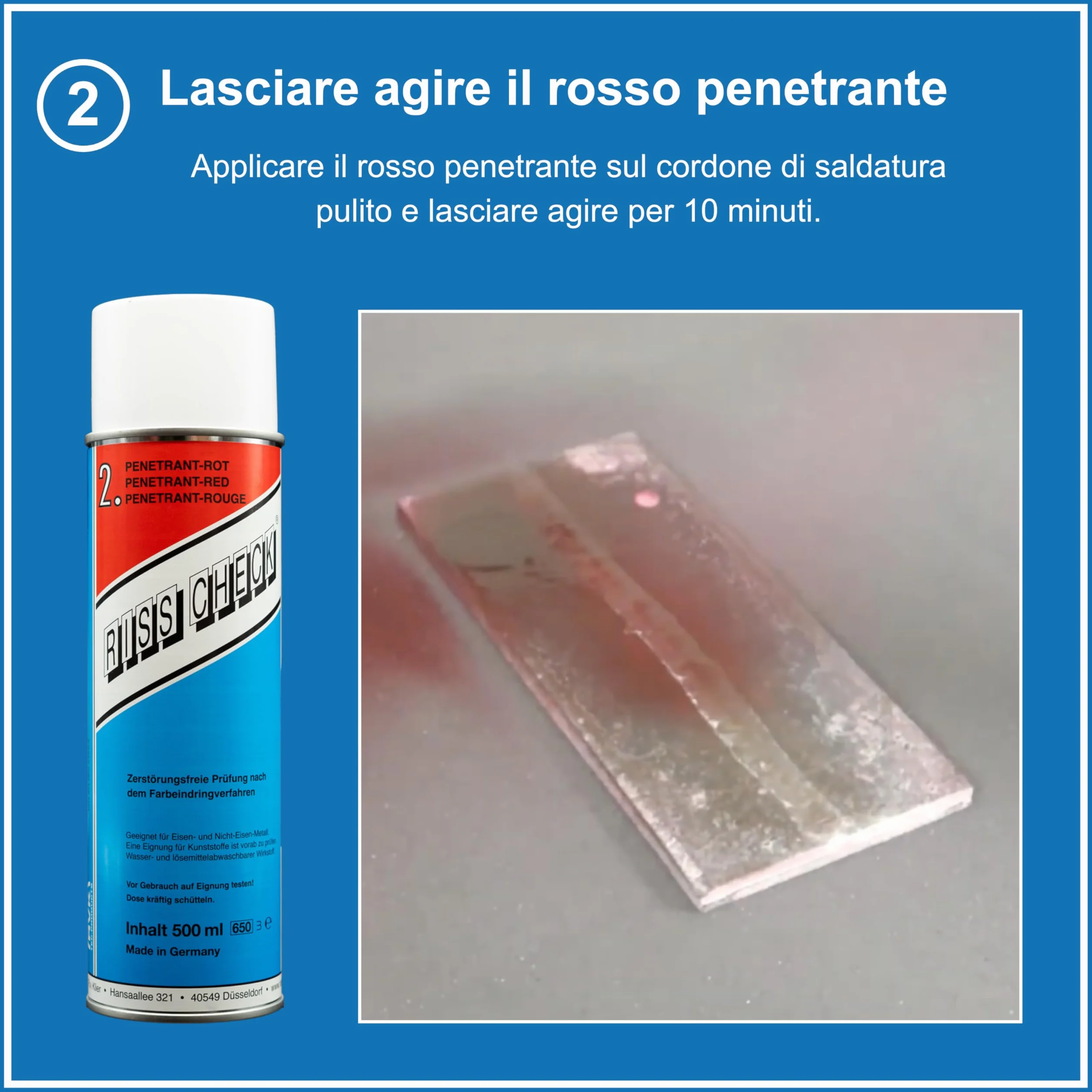 RvK RISS CHECK – Kit controllo crepe 3×500 ml – Spray detergente, spray rilevatore rosso, spray contrasto bianco – Prova non distruttiva DIN EN ISO 3452-2