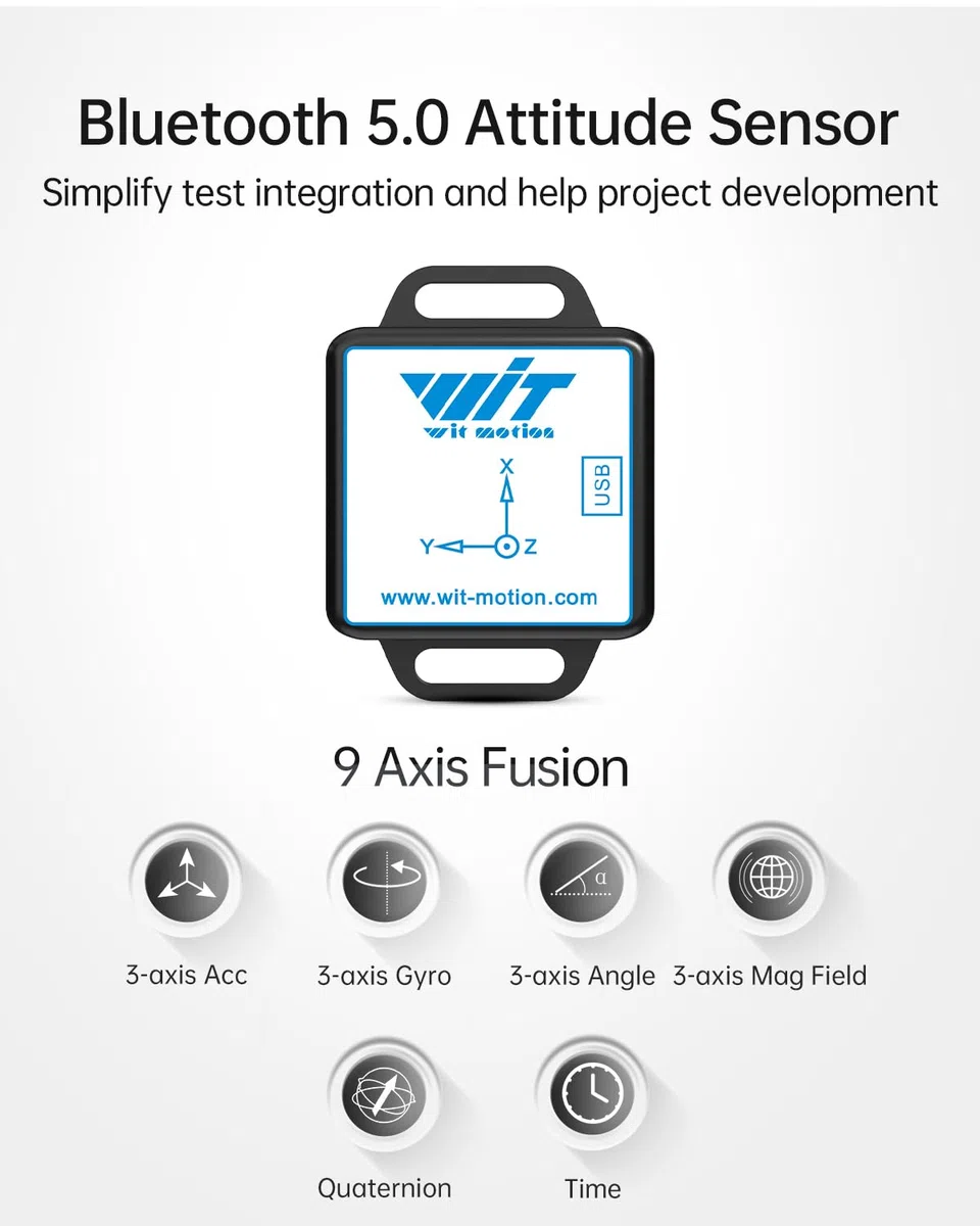 [Registratore di accelerometro Bluetooth 5.0] Sensore di accelerazione wireless 9 assi WT901SDCL-BT50 con scheda SD, accelerometro 3 assi+giroscopio+magnetometro+inclinometri, modulo IMU MPU9250