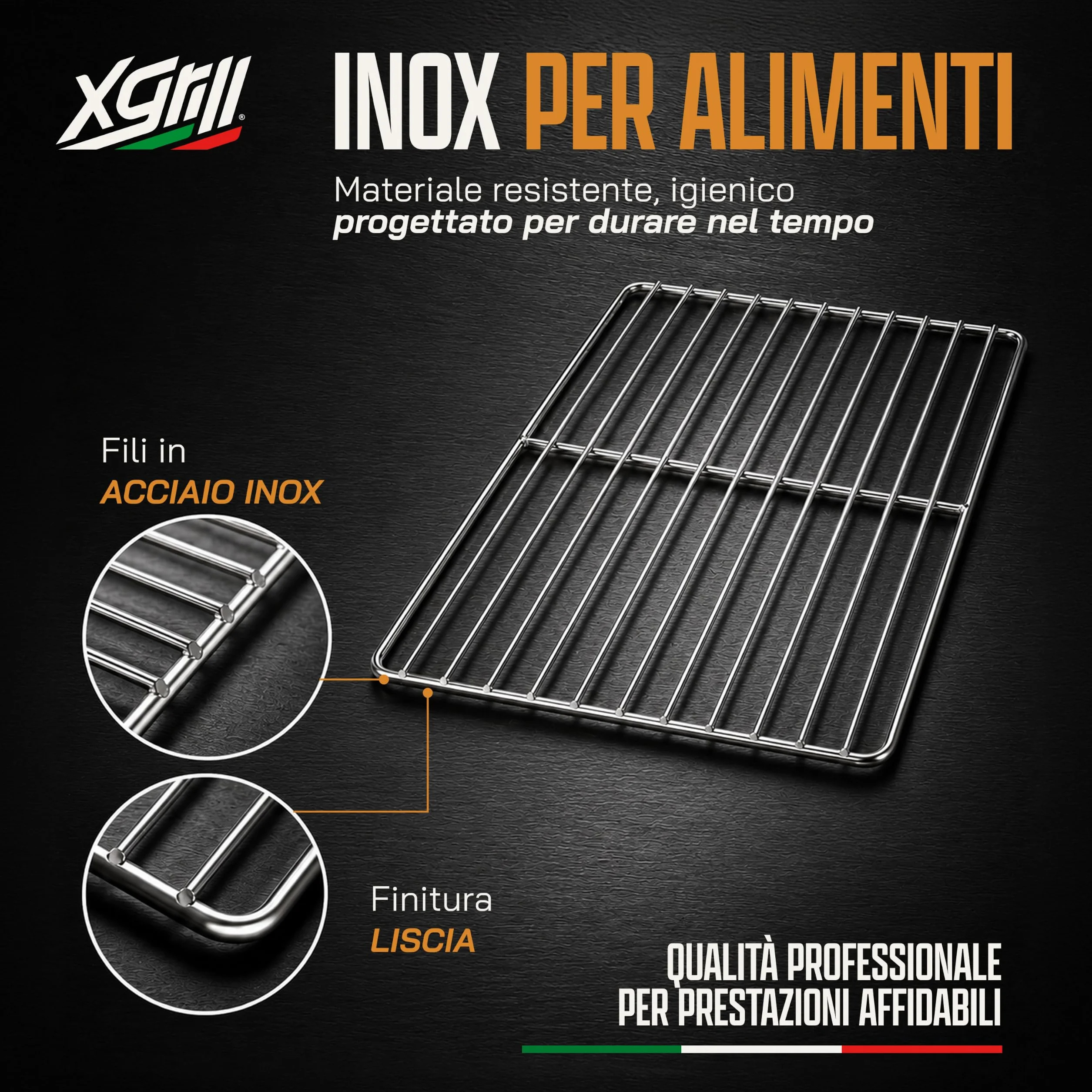Griglia Professionale Compatta 32,5x35,4 cm in Acciaio Inox per Forno, Frigorifero e Abbattitore | Formato GN 2/3 | Made in Italy