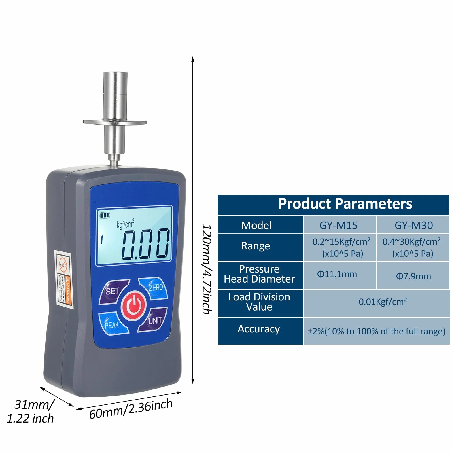 Wakects Tester Digitale di Durezza della Frutta Gy-M30, Mini Durometro con Retroilluminazione e Allarme Cicalino