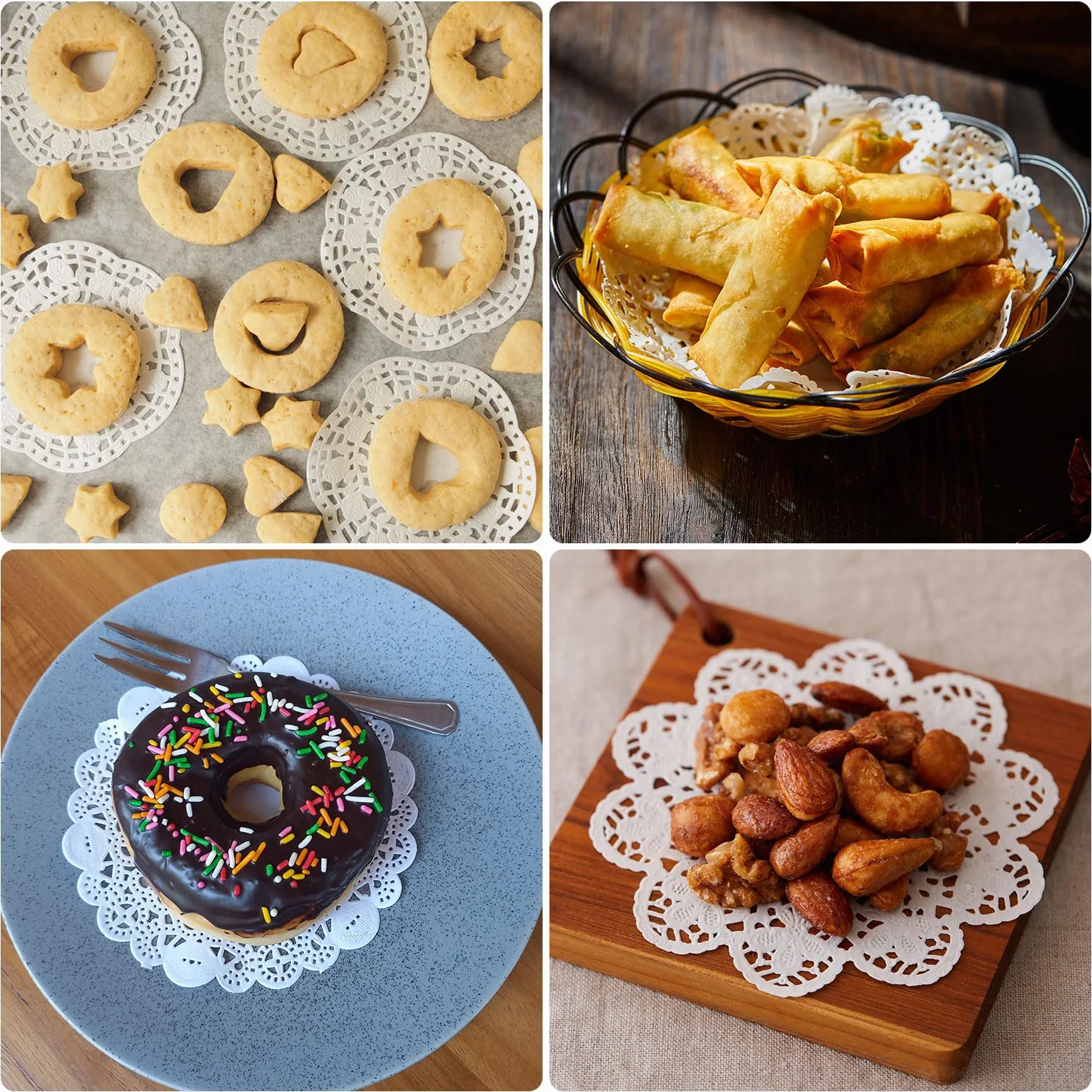QUARKZMAN 300 pz Pizzi di Carta 15.8 x 11.8 Pollici Bianchi Rettangolari Sottopiatto Decorativi Usa e Getta Fiori Traforati Carta Assorbente per Torte Dessert