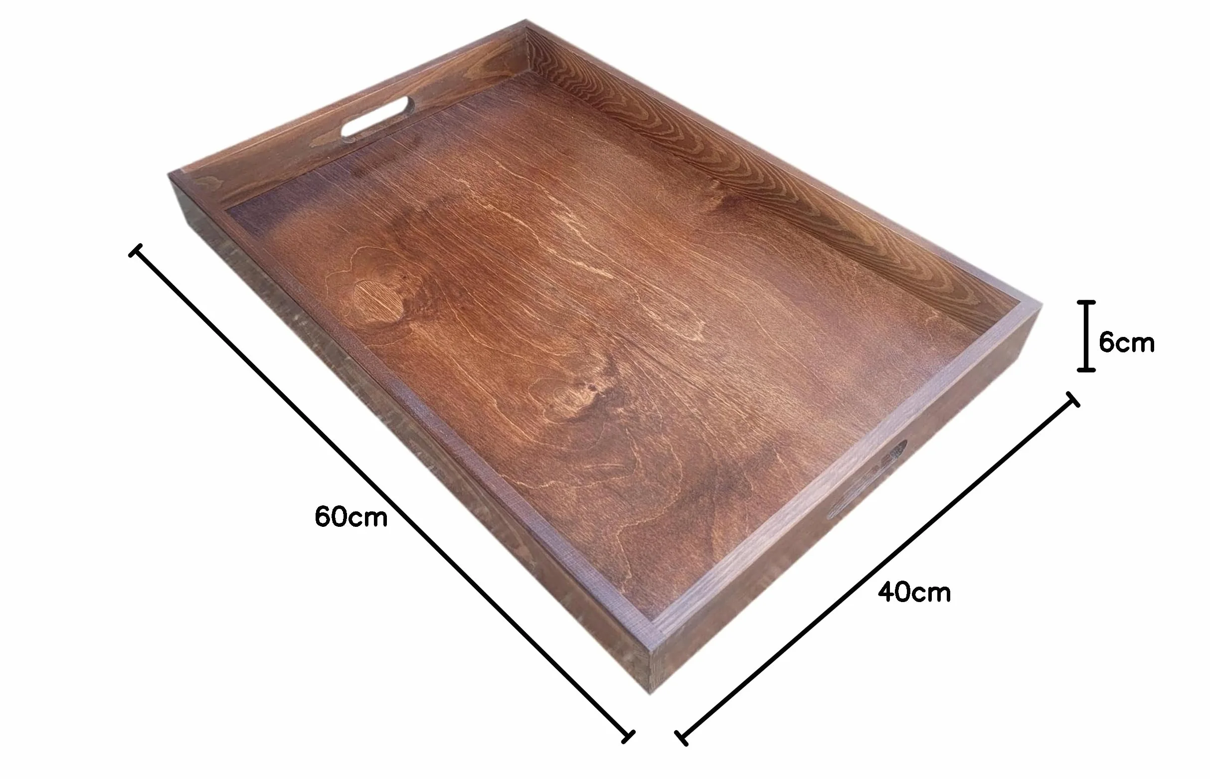 Vassoio in legno 60 x 40 x 6 cm marrone