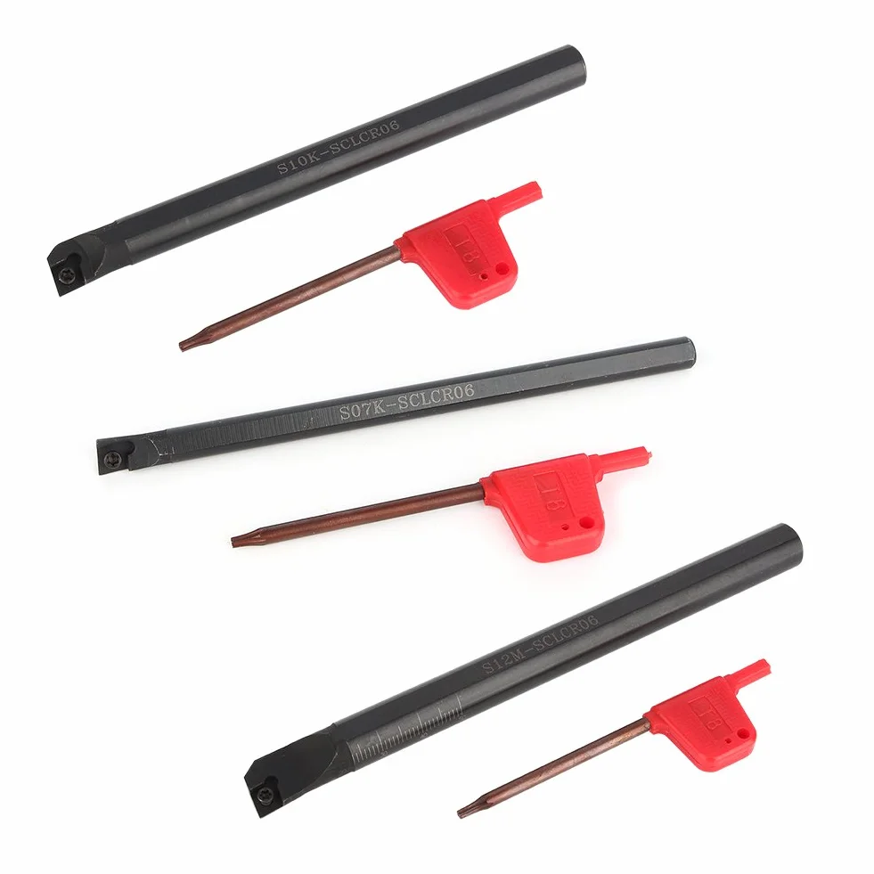 SEAFRONT Set di Utensili Per Tornio CNC, Barra di Torsione Interna del Supporto del Foro Tornio Sclcr + Inserto Ccmt0602 10 Pezzi + Chiave 3 Pezzi