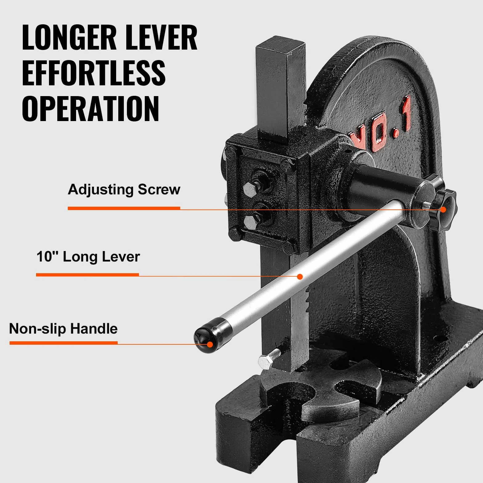 VEVOR 1 TON Manual Arbor Press, 5.9" Max Height, Heavy Duty Cast Iron Desktop Press