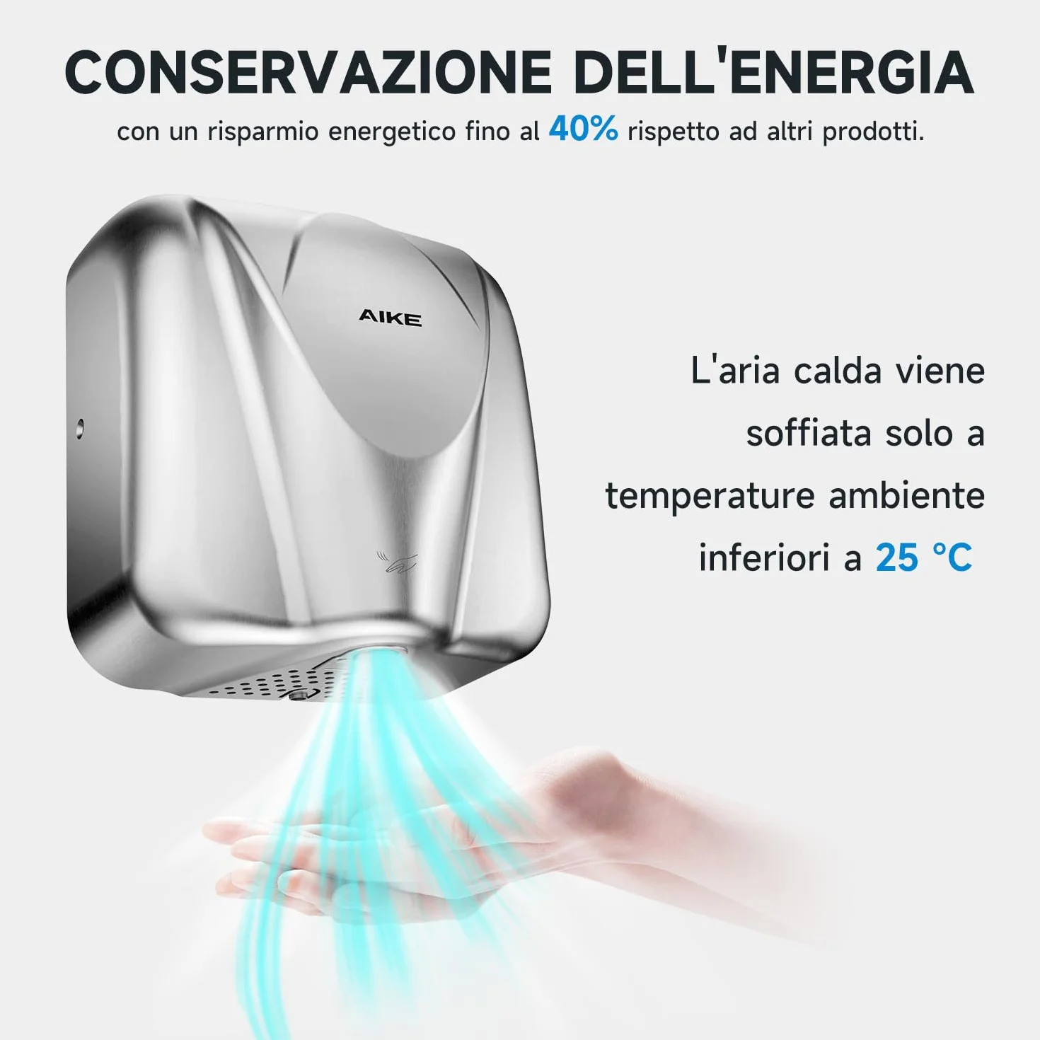 AK2812 Asciugamani Commerciale Alta Velocità Acciaio Inossidabile 220V