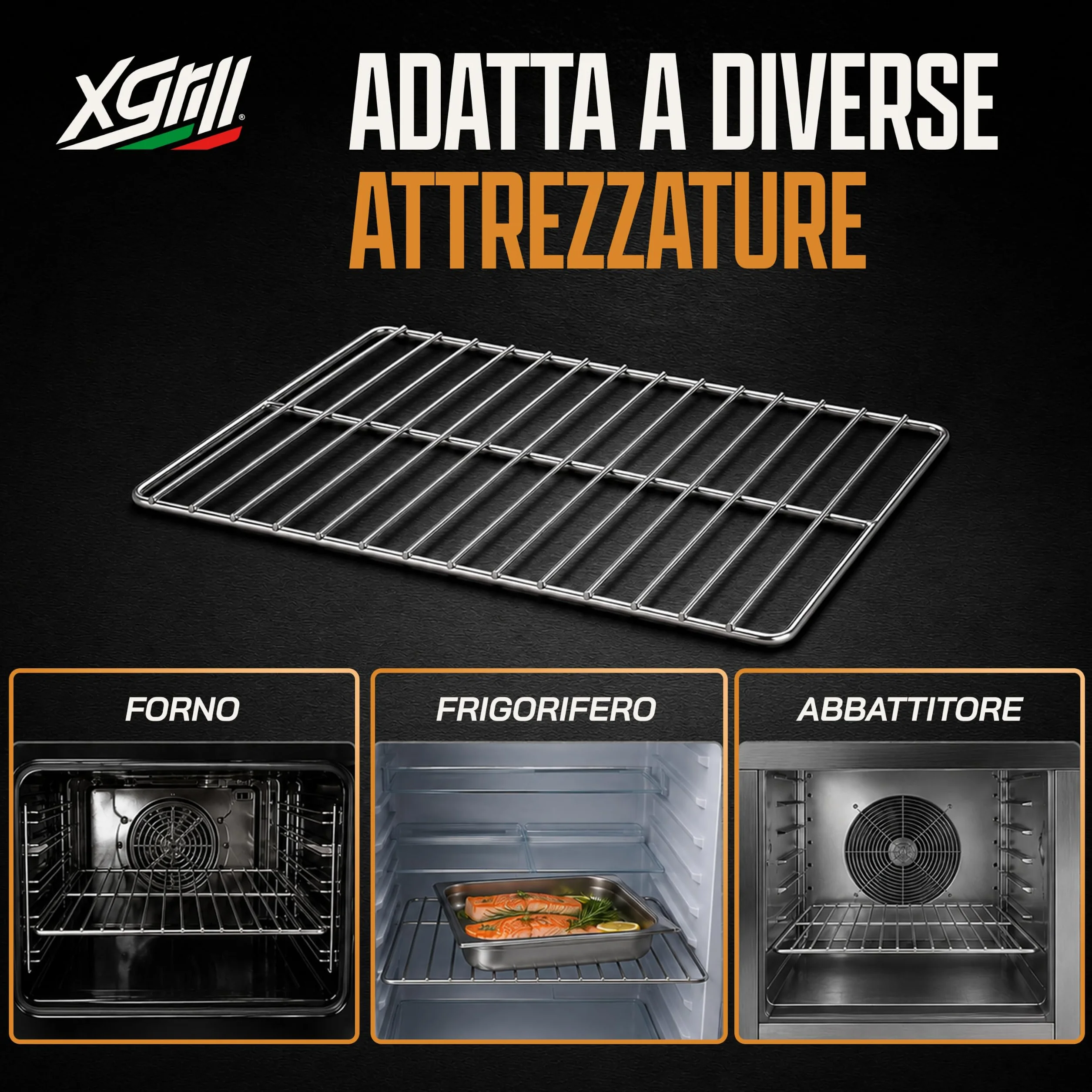 Griglia Professionale Compatta 32,5x35,4 cm in Acciaio Inox per Forno, Frigorifero e Abbattitore | Formato GN 2/3 | Made in Italy