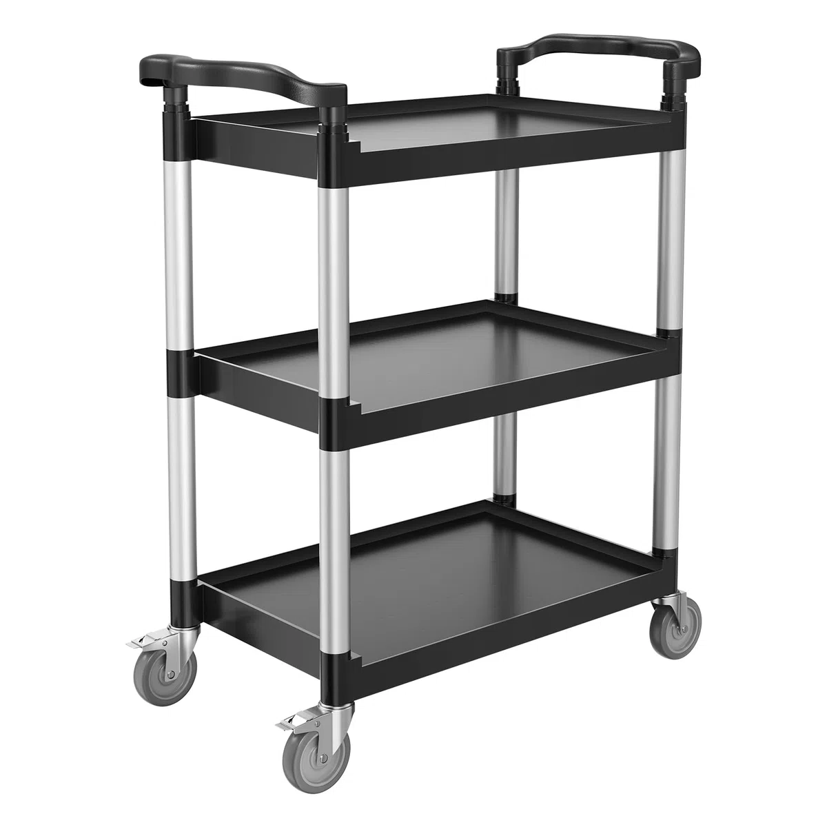 VEVOR Carrello Portavivande, Capacità di Carico 136 kg Carrello per Servizi Alimentari in Plastica a 3 Livelli da 620 x 410 mm con Ruote Girevoli 360° per Magazzino, Ufficio, Casa, Ristorante, Cucina