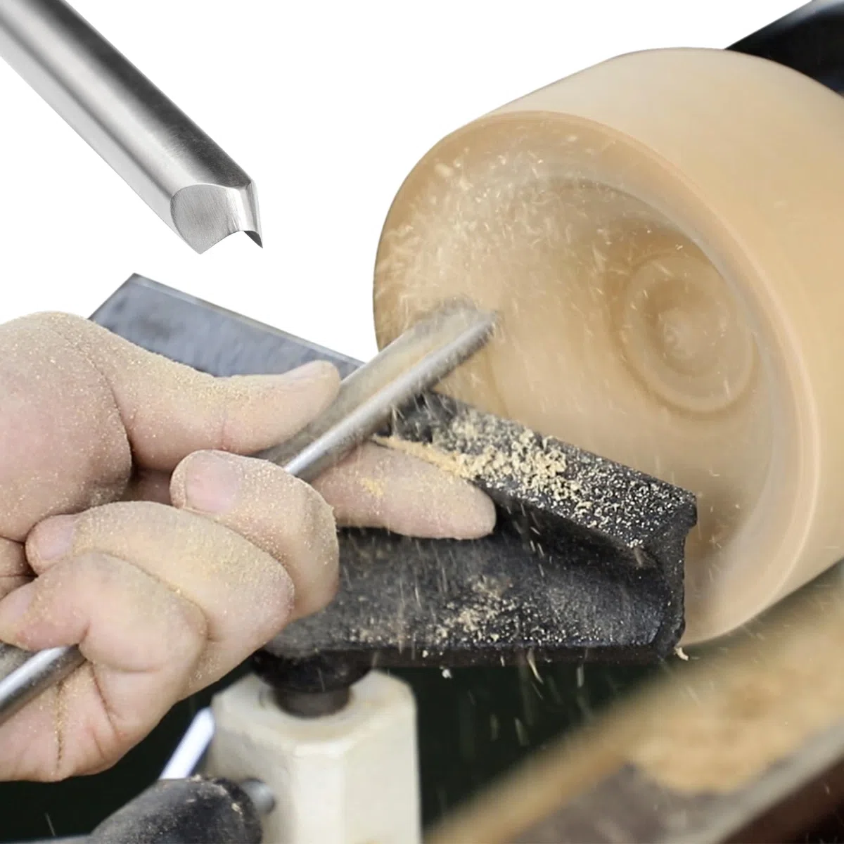 16 mm Utensili di Tornitura per Legno di Scalpelli per Legno con Lama in Acciaio ad Alta velocità HSS, Impugnatura Comoda, per Progetti di Intaglio di Mobili