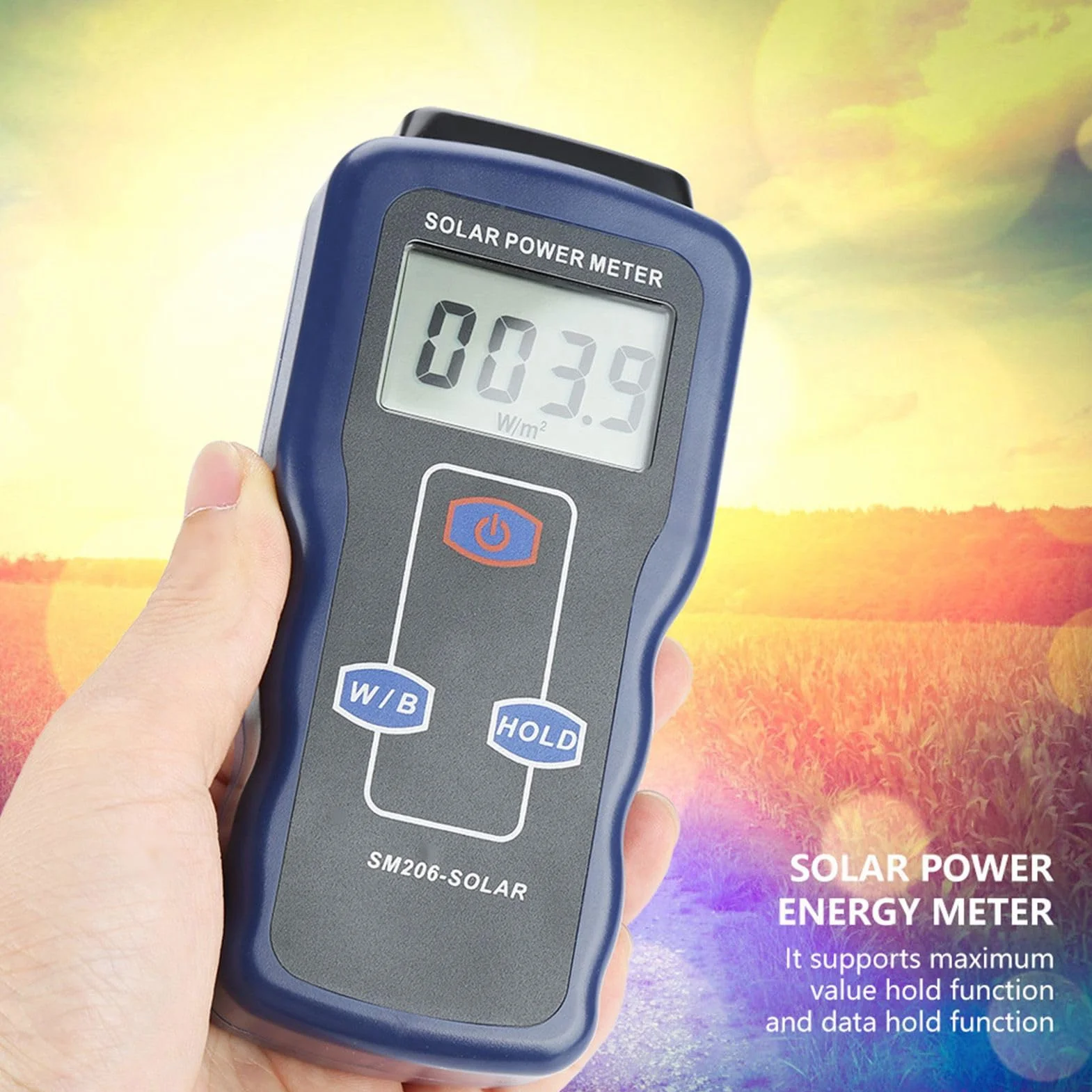 SM206 Digital Solar Power Irradiance Meter Sun Light Radiation Tester